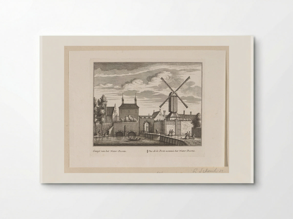 Gezicht op de Waterpoort te Alkmaar - Leonard Schenk - Poster