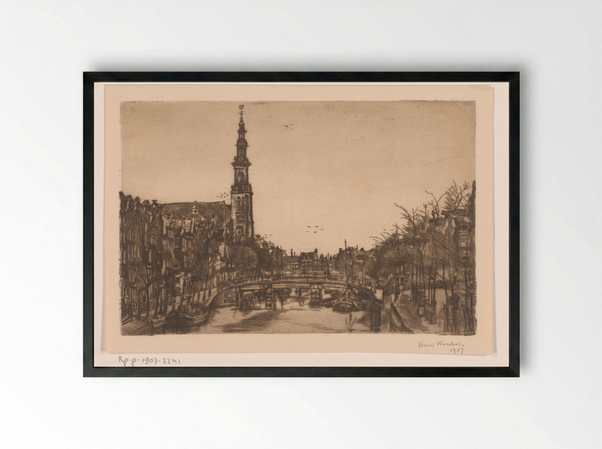 Gezicht op de Westertoren, te Amsterdam - Henri Wouters - Framed Print Black