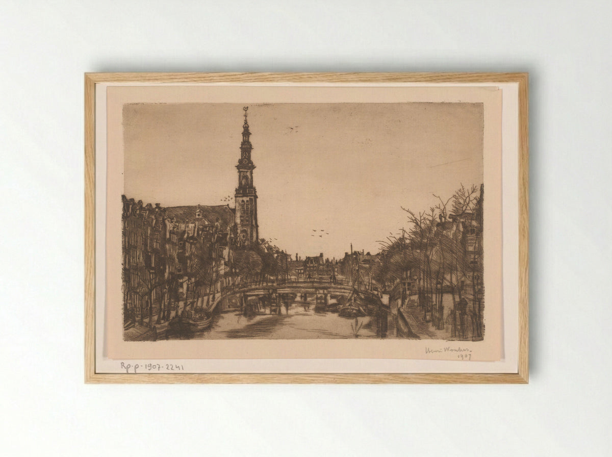 Gezicht op de Westertoren, te Amsterdam - Henri Wouters - Framed Print Wood