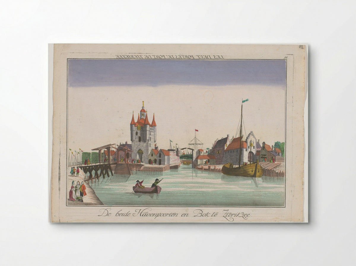 Gezicht op de Zuidhavenpoort en de Noordhavenpoort te Zierikzee - Johann Balthasar Probst - Poster
