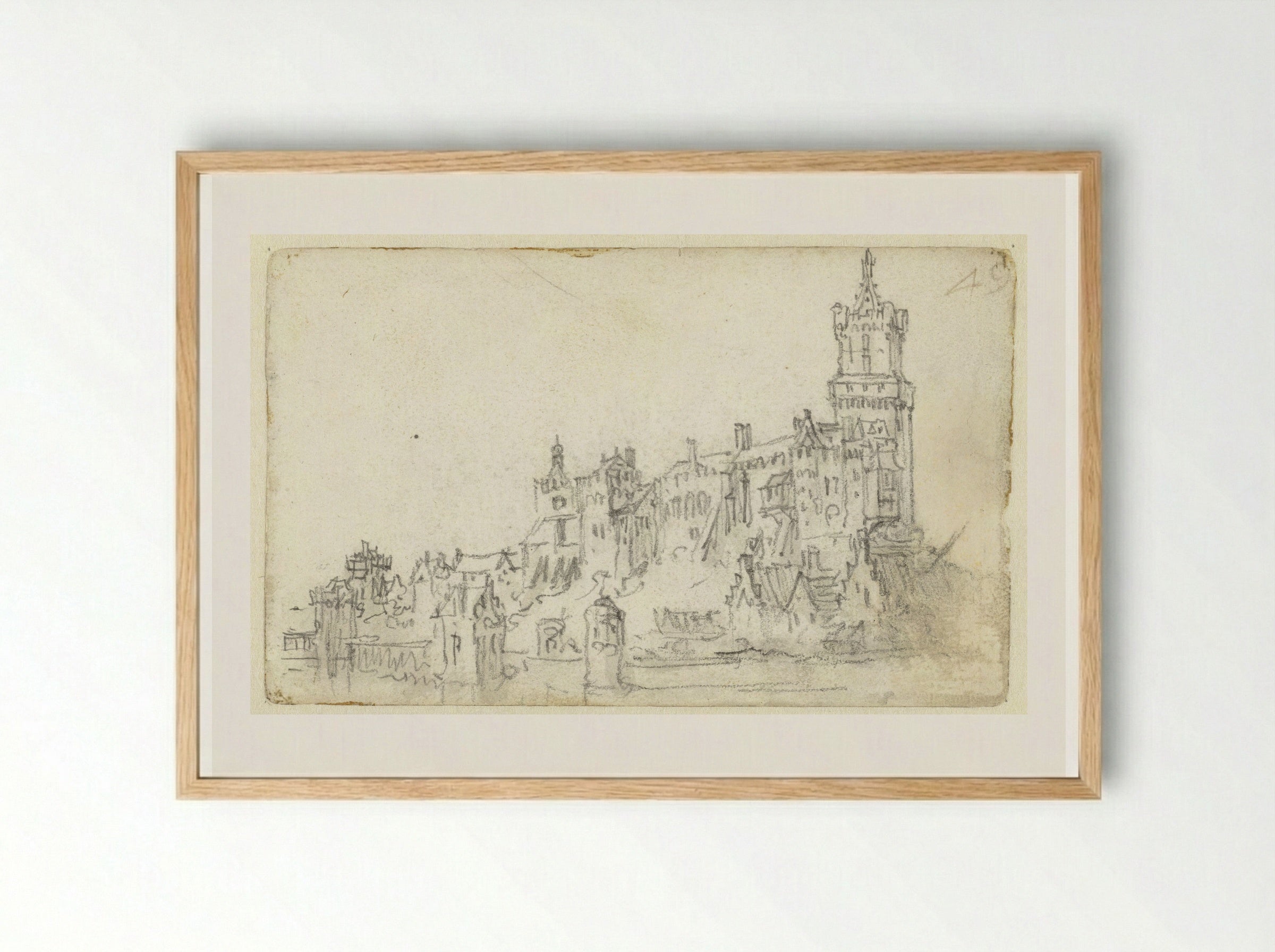 Gezicht op de Zwanenburg te Kleve - Jan van Goyen - Framed Print Wood