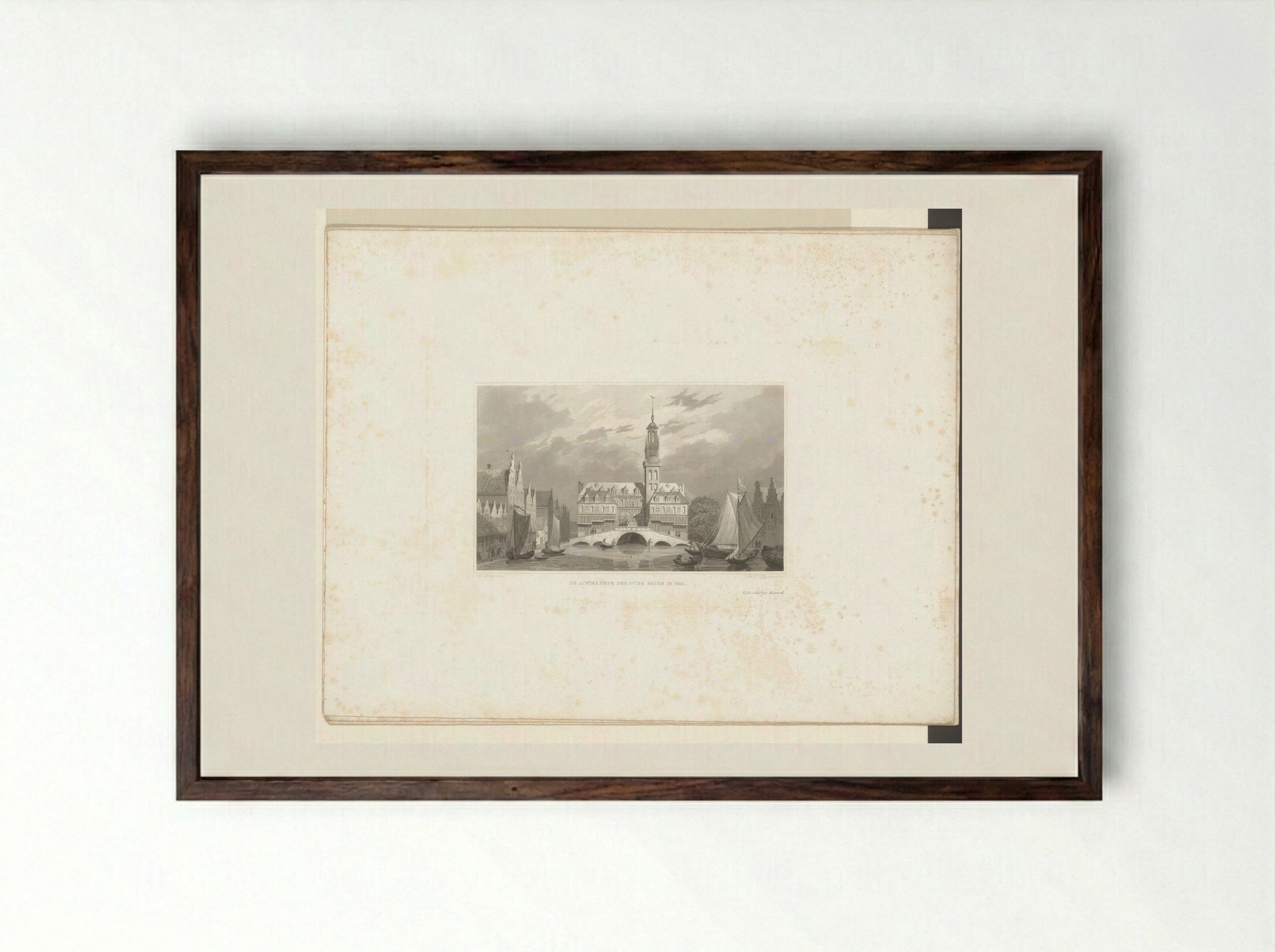 Gezicht op de achterzijde van de Beurs van Hendrik de Keyser te Amsterdam, 1613 - Dirk Jurriaan Sluyter - Framed Print Dark Wood
