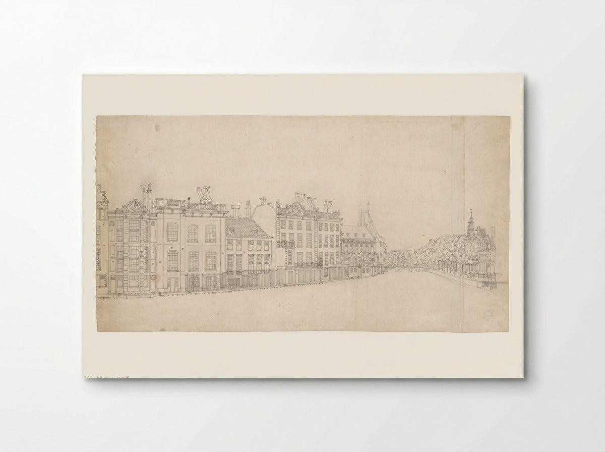 Gezicht op de achterzijde van de Doelenstraat en ingang van de Kloveniersburgwal - Jan Spaan - Poster