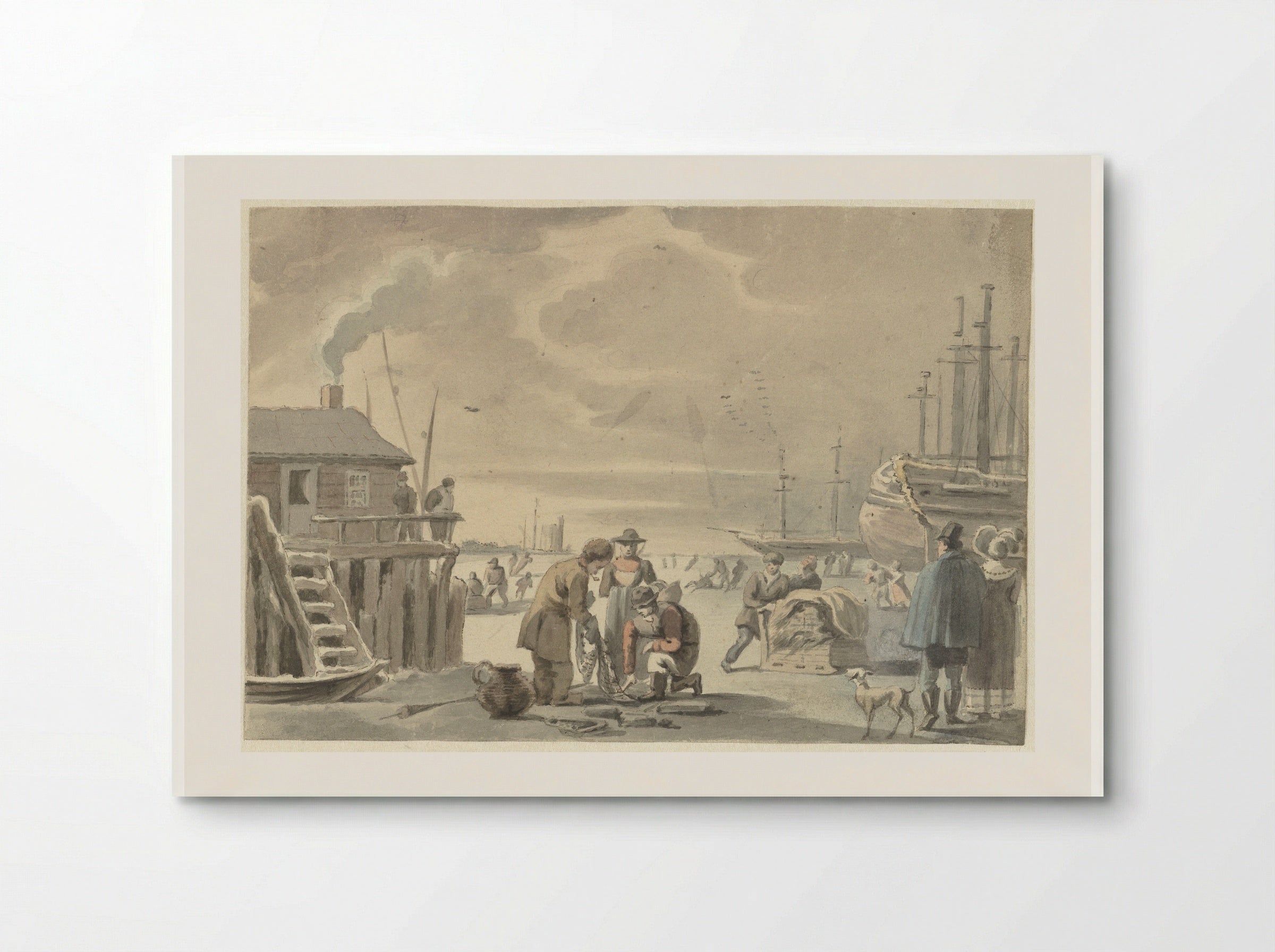 Gezicht op de bevroren Merwede bij Moerdijk - Aert Schouman - Poster