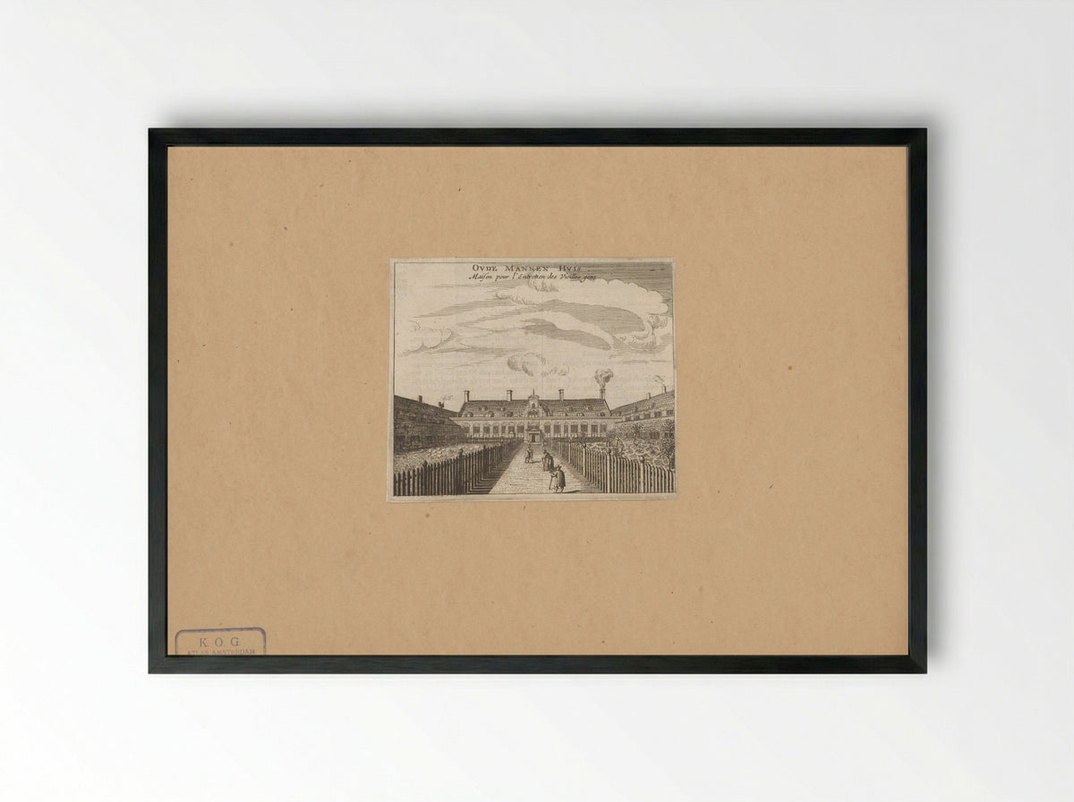 Gezicht op de binnenplaats van het Oudemannenhuis te Amsterdam - Marcus Willemsz. Doornick - Framed Print Black