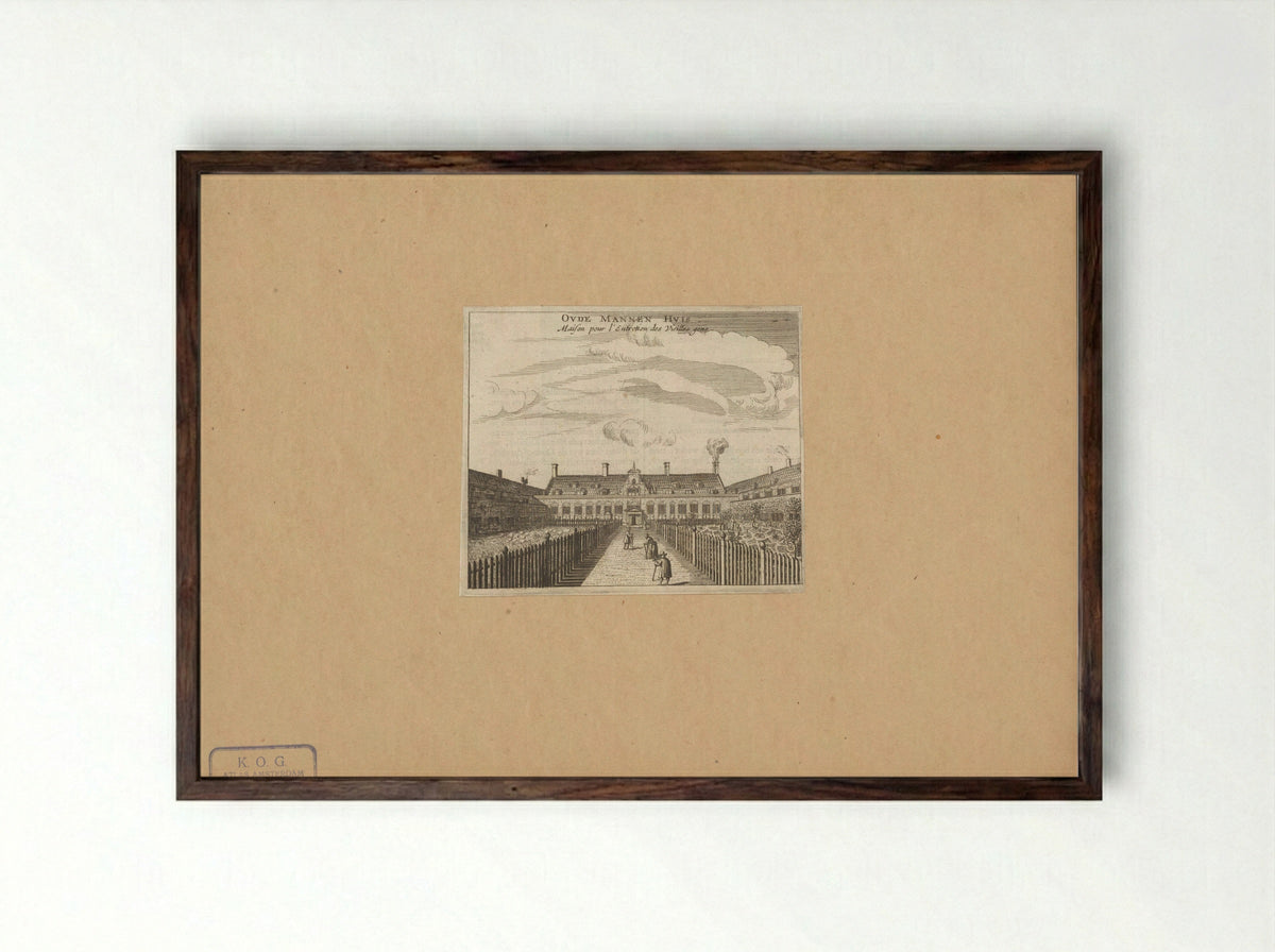 Gezicht op de binnenplaats van het Oudemannenhuis te Amsterdam - Marcus Willemsz. Doornick - Framed Print Dark Wood