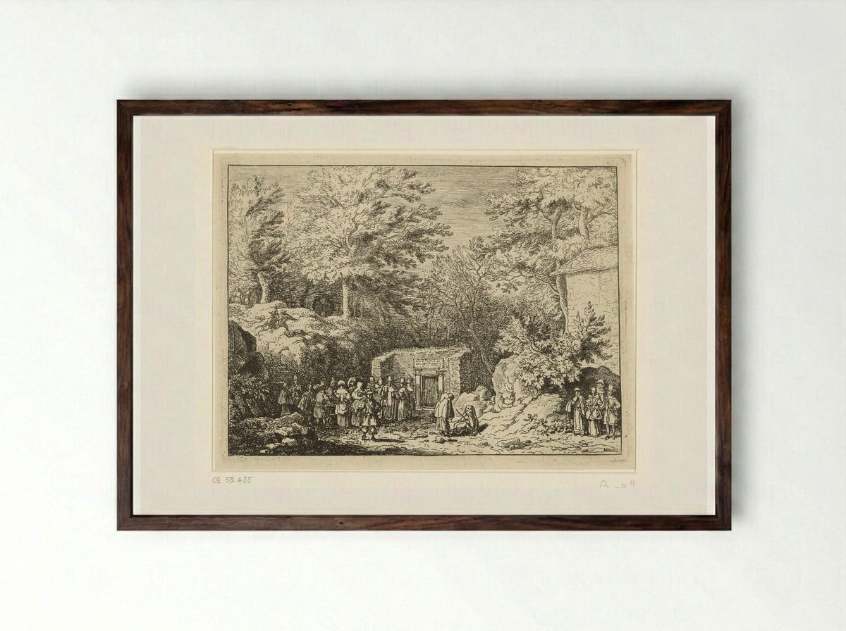 Gezicht op de bron van Sauvenière - Allaert van Everdingen - Framed Print Dark Wood