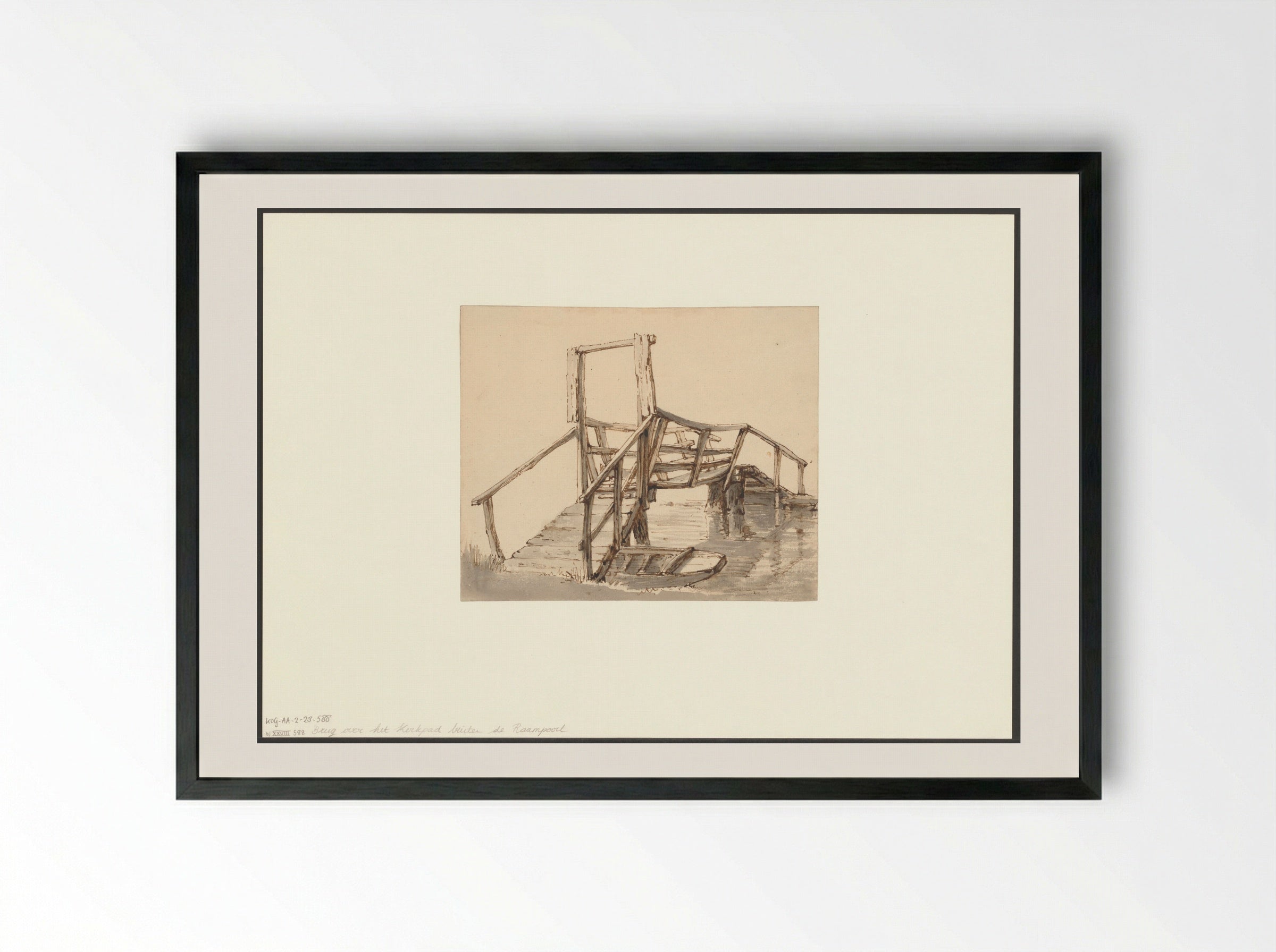 Gezicht op de brug over het Kerkpad - Gerrit Lamberts - Framed Print Black