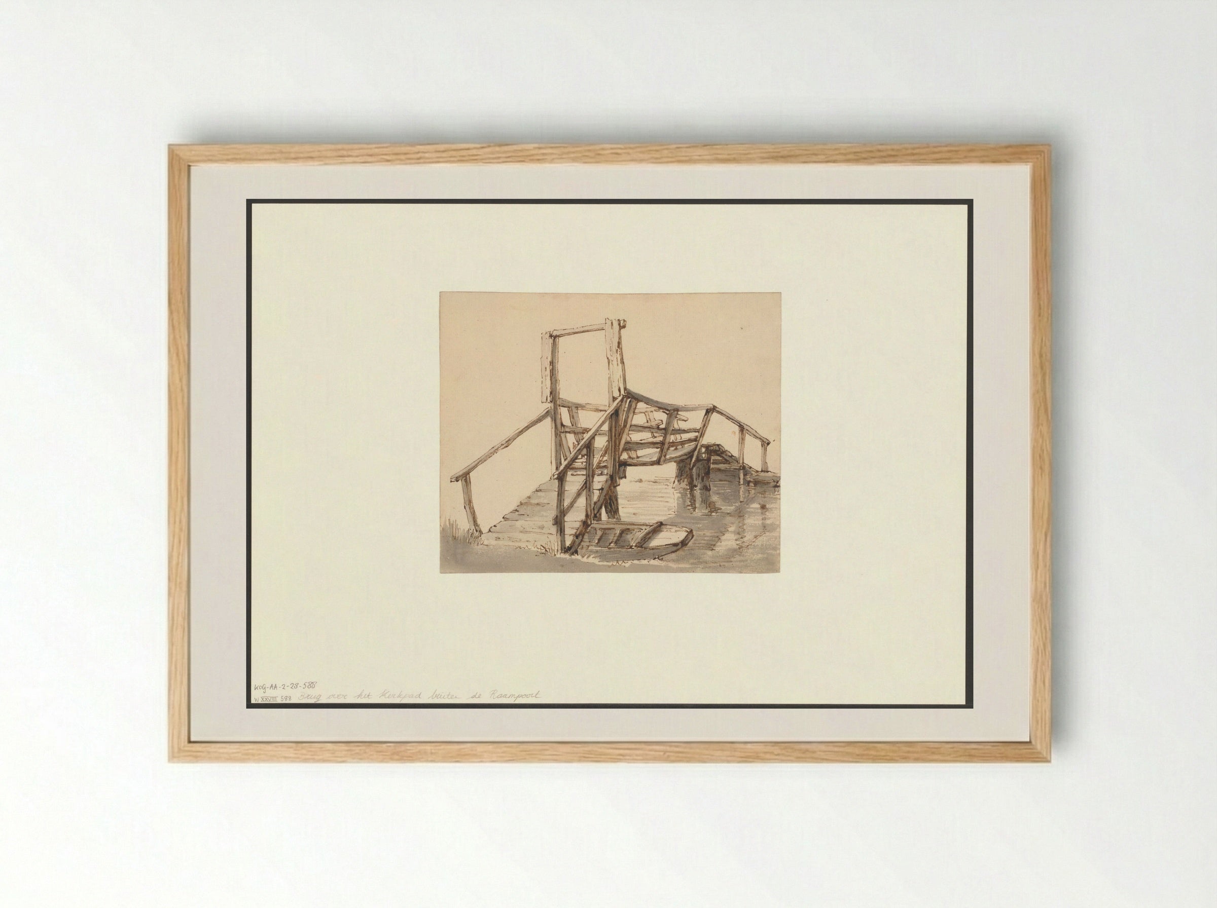 Gezicht op de brug over het Kerkpad - Gerrit Lamberts - Framed Print Wood