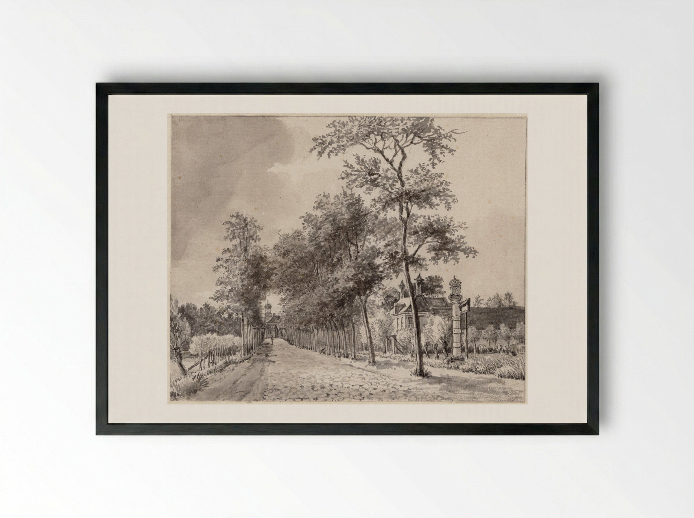 Gezicht op de brug over het ongedempte Spui, gezien naar de kerk op de Boommarkt - Gerrit Lamberts - Framed Print Black