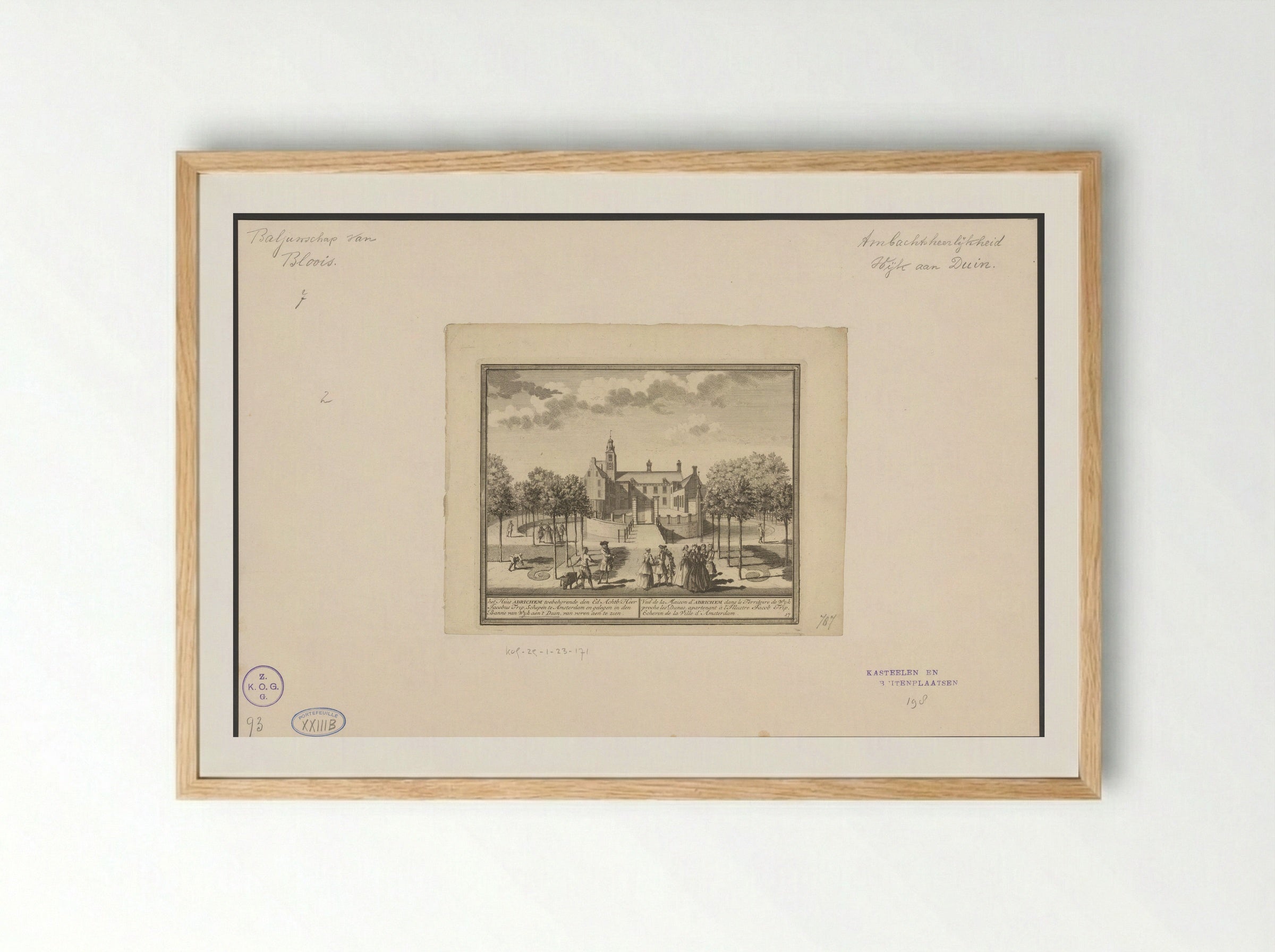 Gezicht op de buitenplaats Adrichem te Beverwijk - Hendrik de Leth - Framed Print Wood