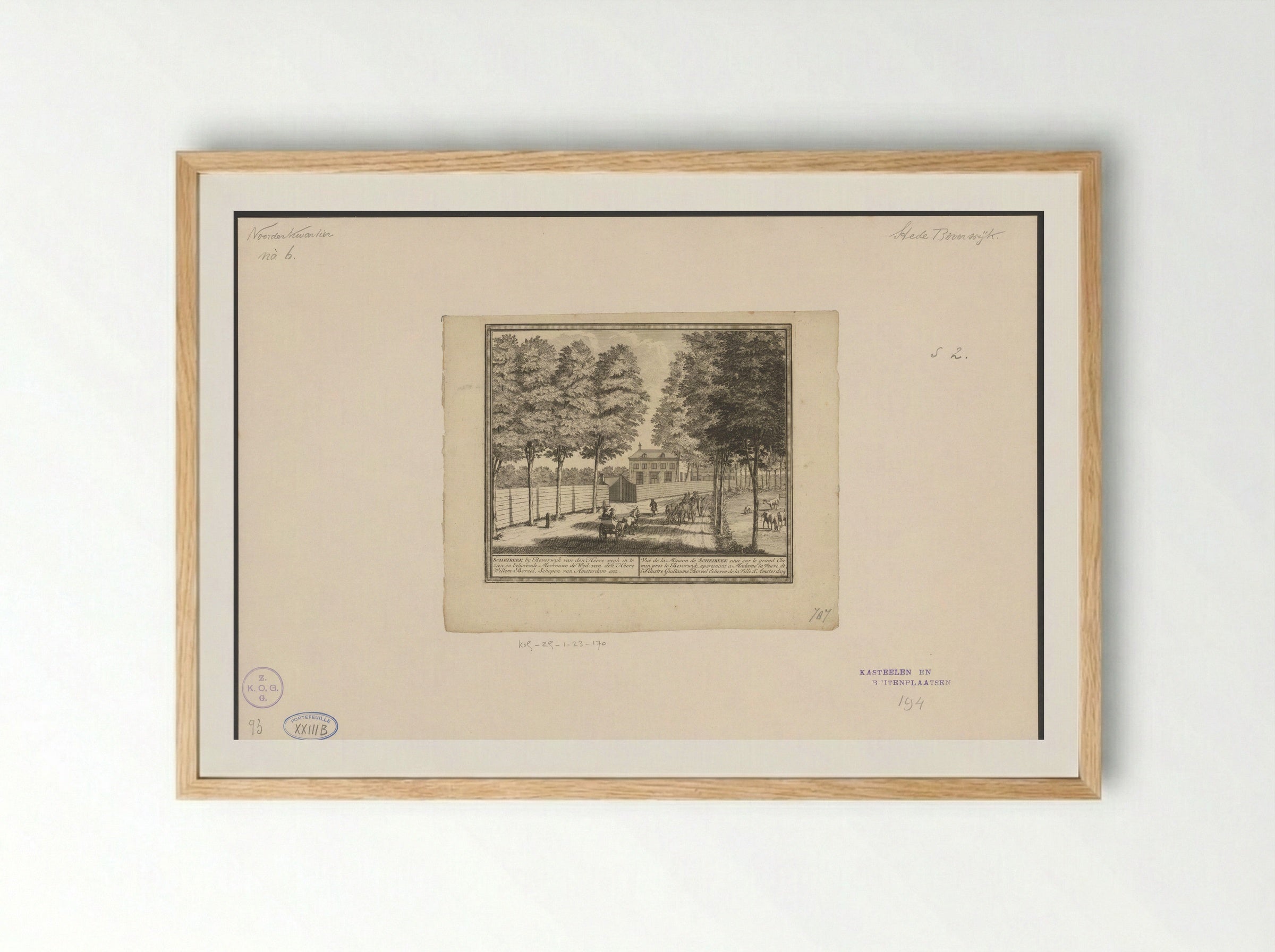 Gezicht op de buitenplaats Scheijbeek te Beverwijk - Hendrik de Leth - Framed Print Wood
