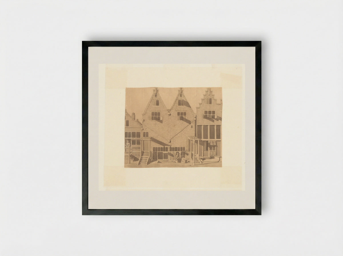Gezicht op de doopsgezinde kerk van de Jan Jacobsgezinden - Cornelis Pronk - Framed Print Black