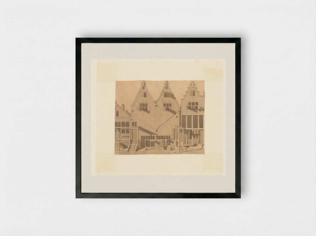 Gezicht op de doopsgezinde kerk van de Jan Jacobsgezinden - Cornelis Pronk - Framed Print Black
