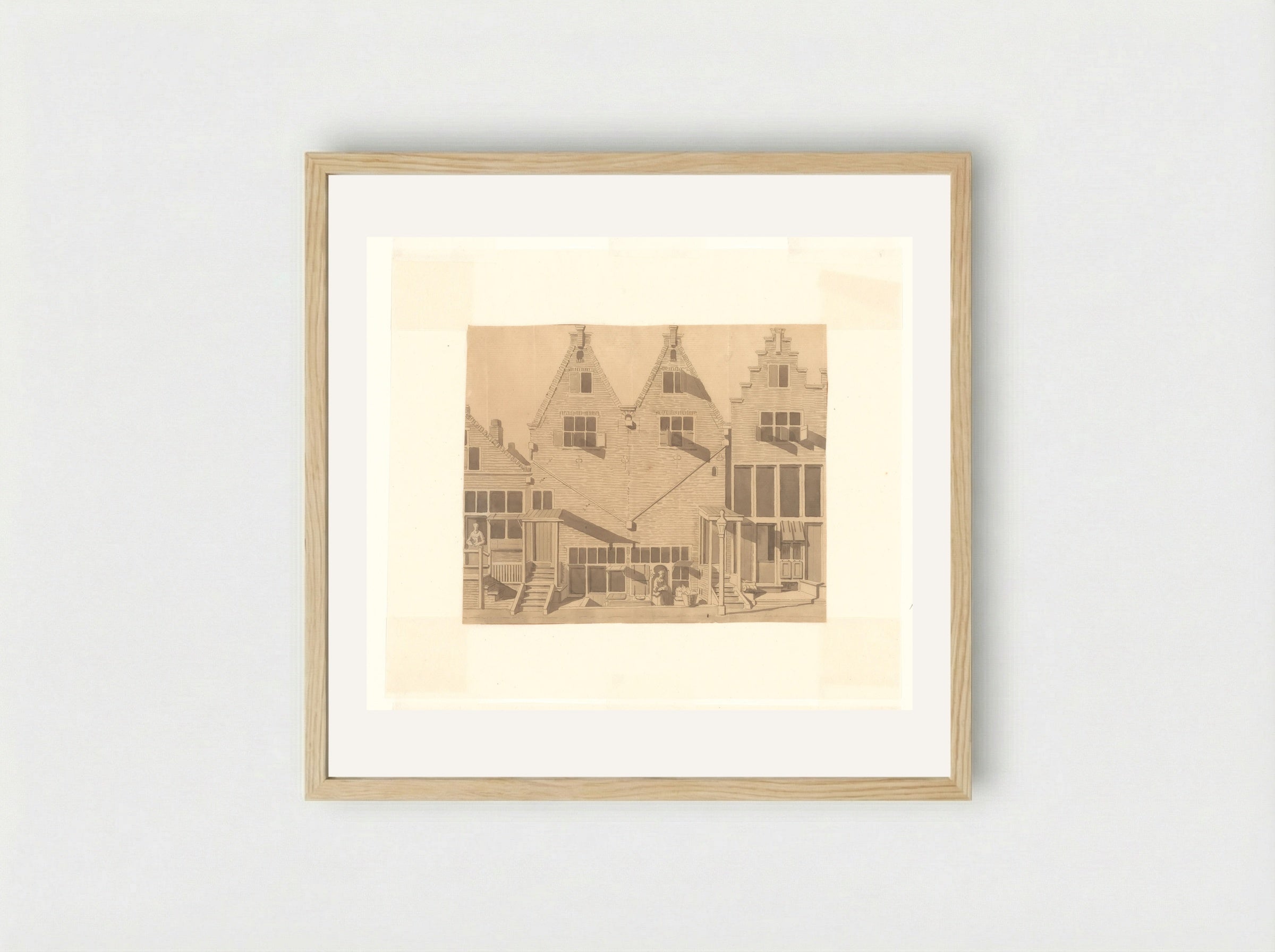 Gezicht op de doopsgezinde kerk van de Jan Jacobsgezinden - Cornelis Pronk - Framed Print Wood