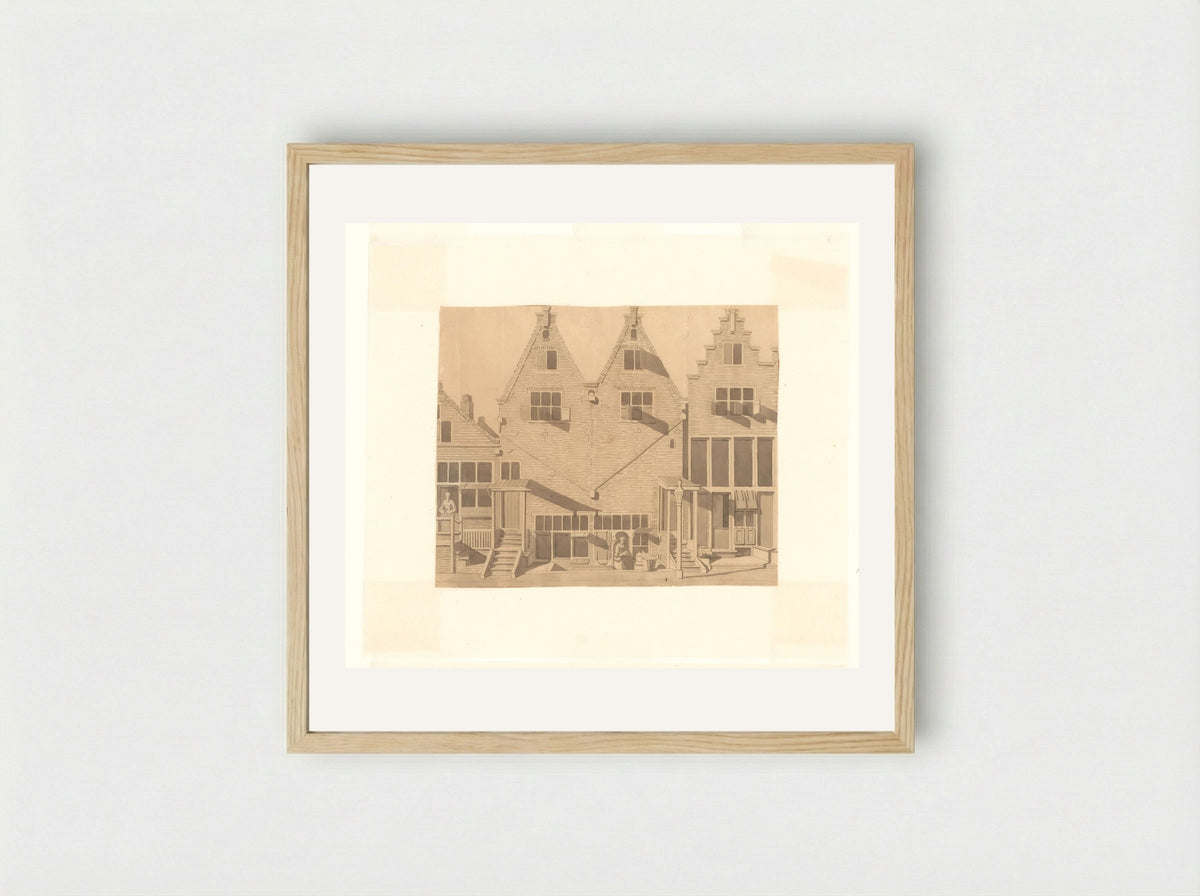 Gezicht op de doopsgezinde kerk van de Jan Jacobsgezinden - Cornelis Pronk - Framed Print Wood