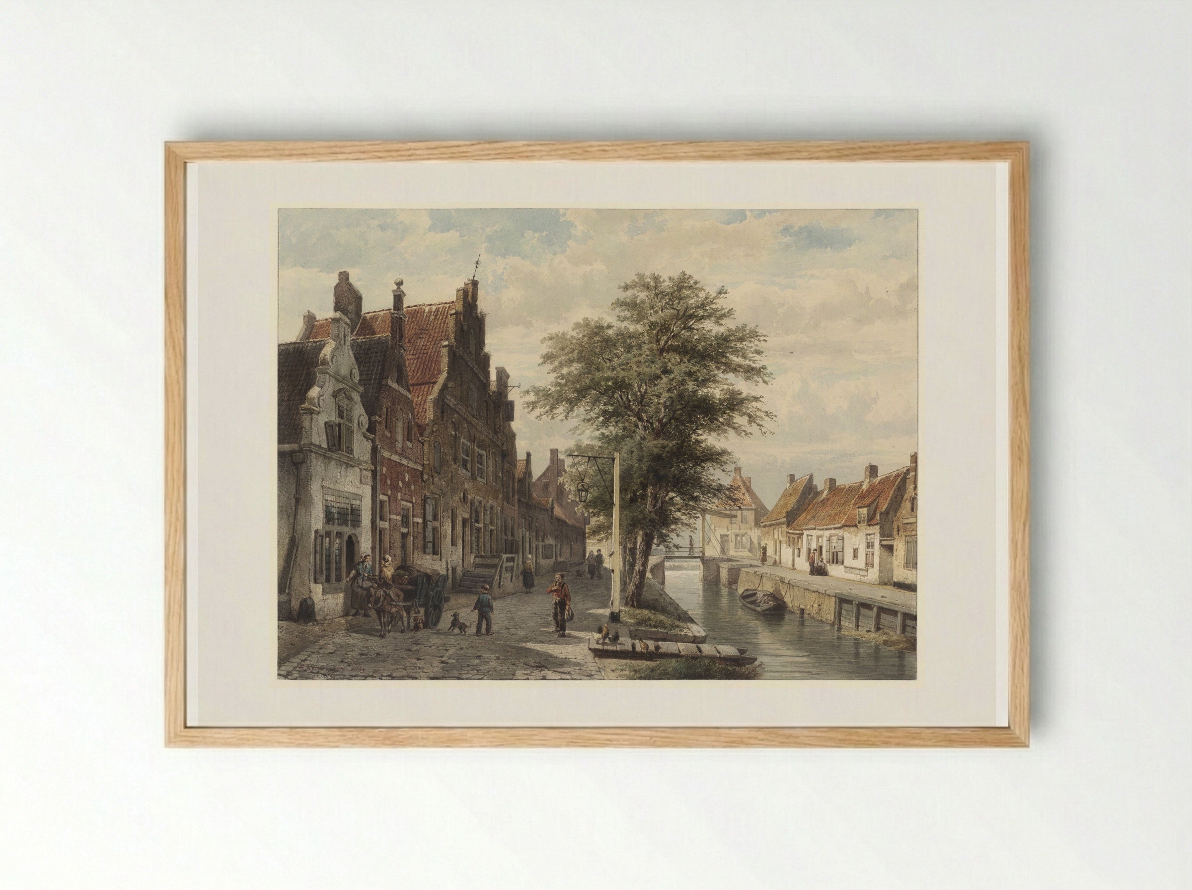 Gezicht op de gracht te Hasselt - Cornelis Springer - Framed Print Wood