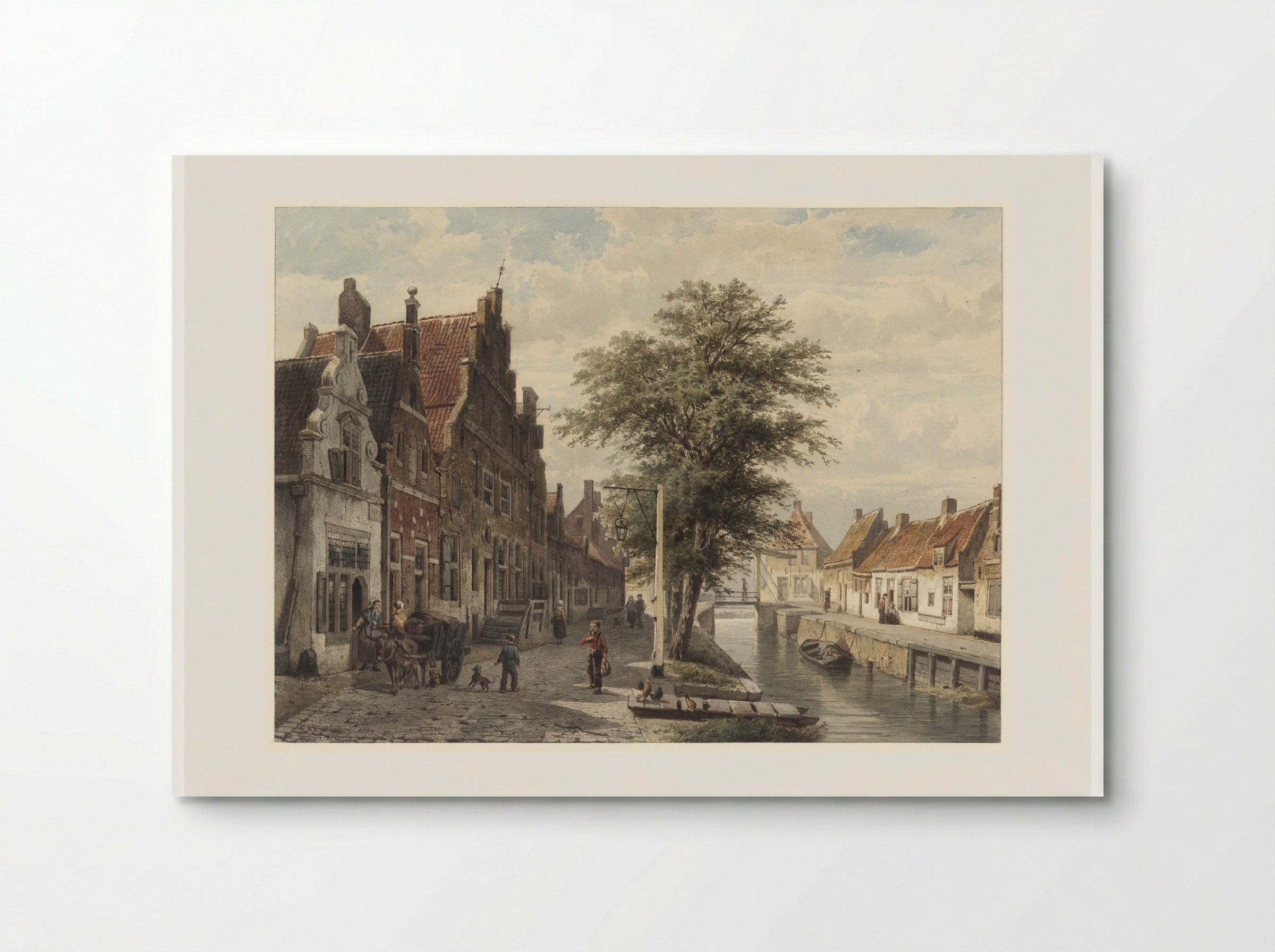 Gezicht op de gracht te Hasselt - Cornelis Springer - Poster