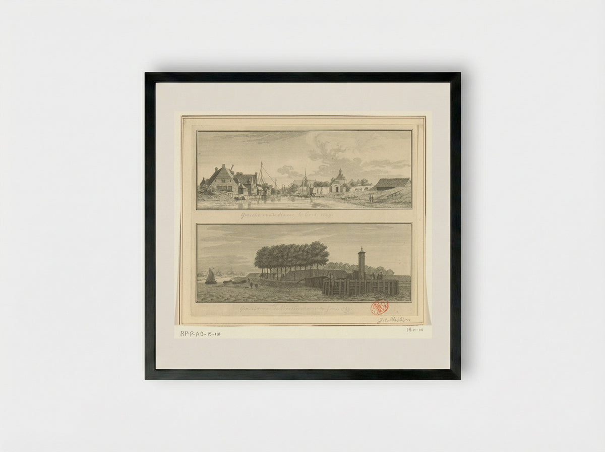 Gezicht op de haven en Westerschans te Goes - Jan Caspar Philips - Framed Print Black