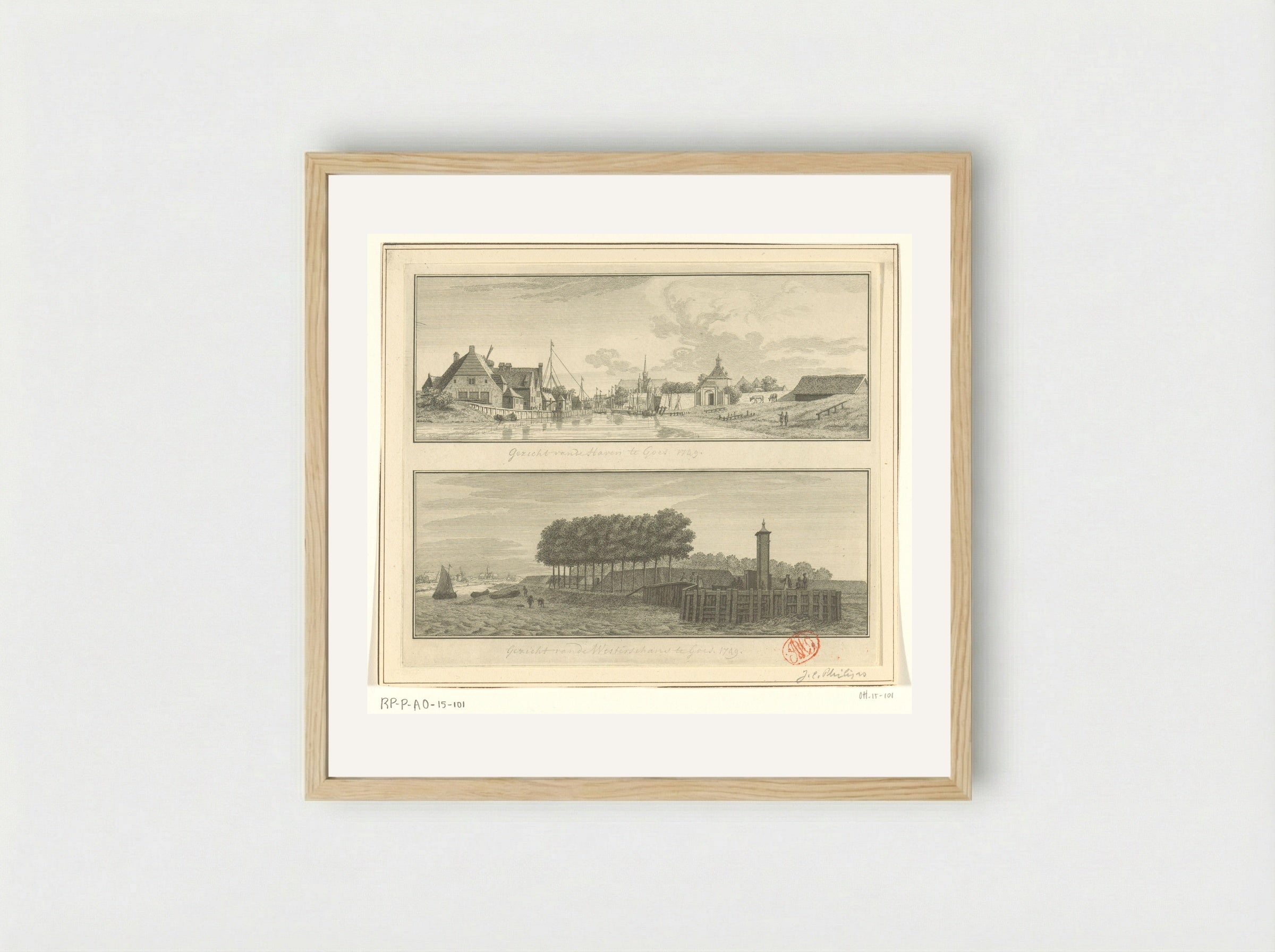 Gezicht op de haven en Westerschans te Goes - Jan Caspar Philips - Framed Print Wood