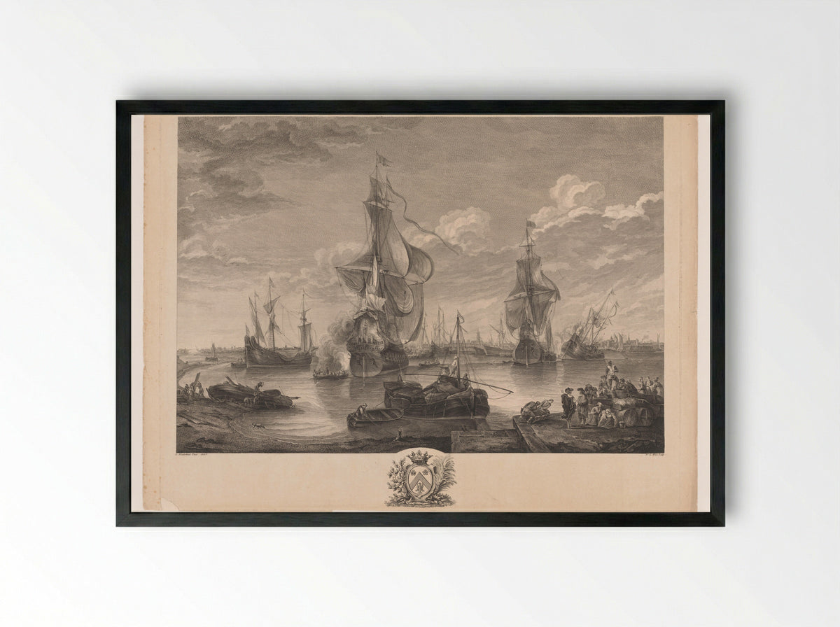 Gezicht op de haven van Brugge - Noël Le Mire - Framed Print Black