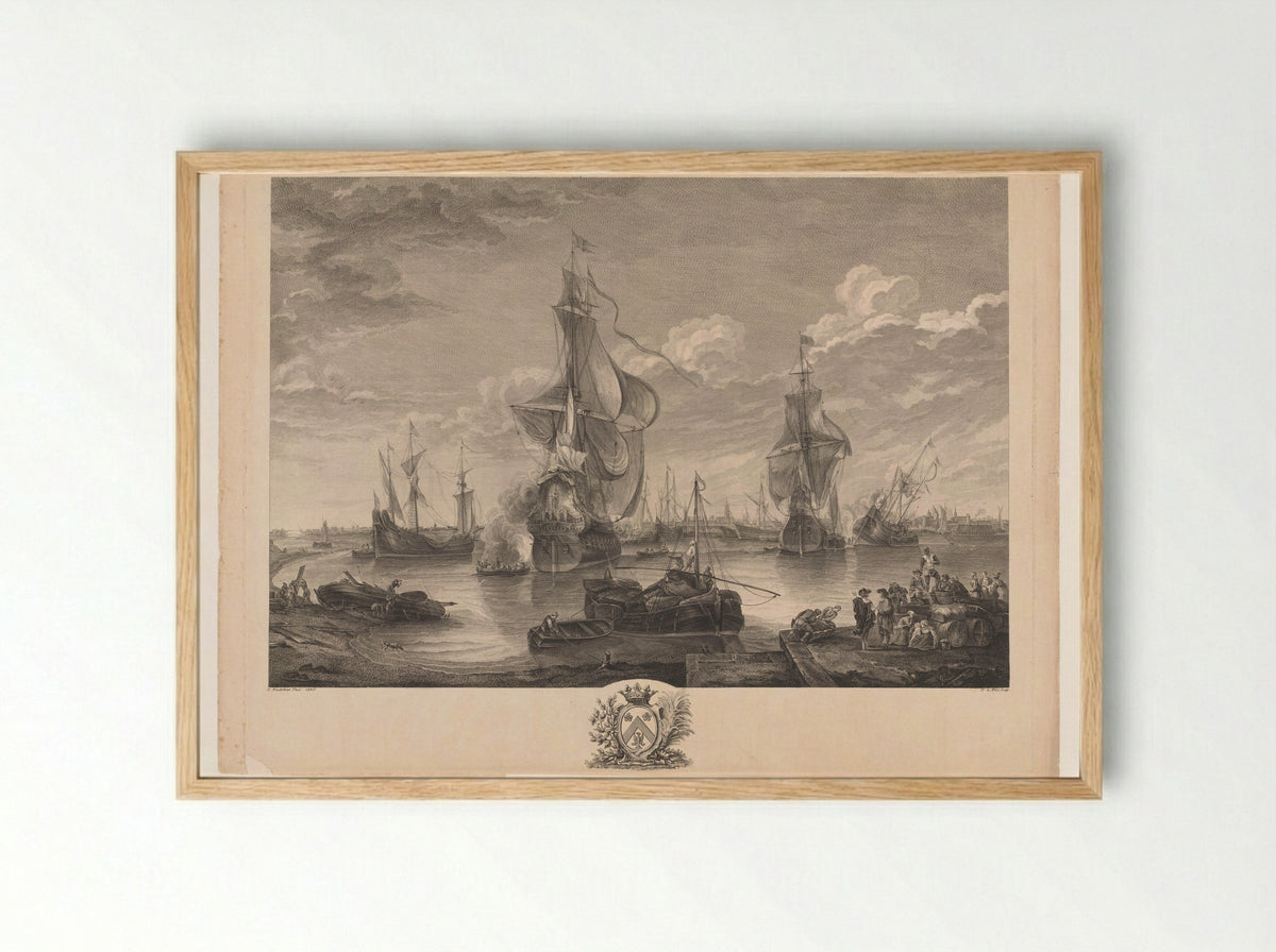 Gezicht op de haven van Brugge - Noël Le Mire - Framed Print Wood