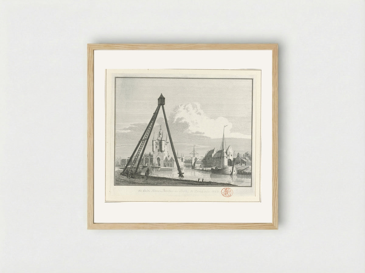 Gezicht op de haven van Zierikzee - Jan Caspar Philips - Framed Print Wood