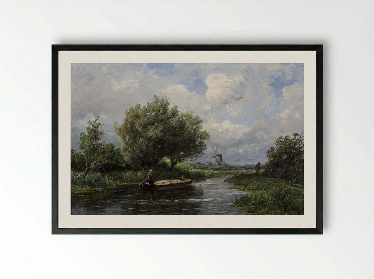 Gezicht op de heide met twee bomen - Jan Willem van Borselen - Framed Print Black