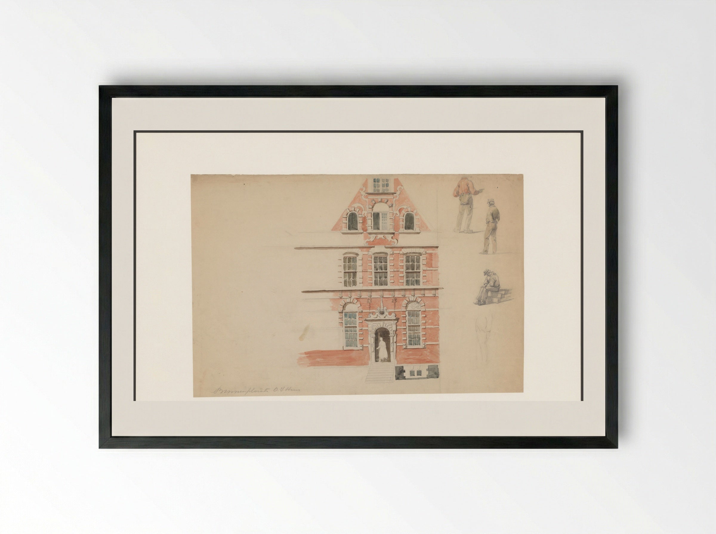 Gezicht op de ingang op de binnenplaats van het Oost-Indisch Huis - A. Goedkoop - Framed Print Black