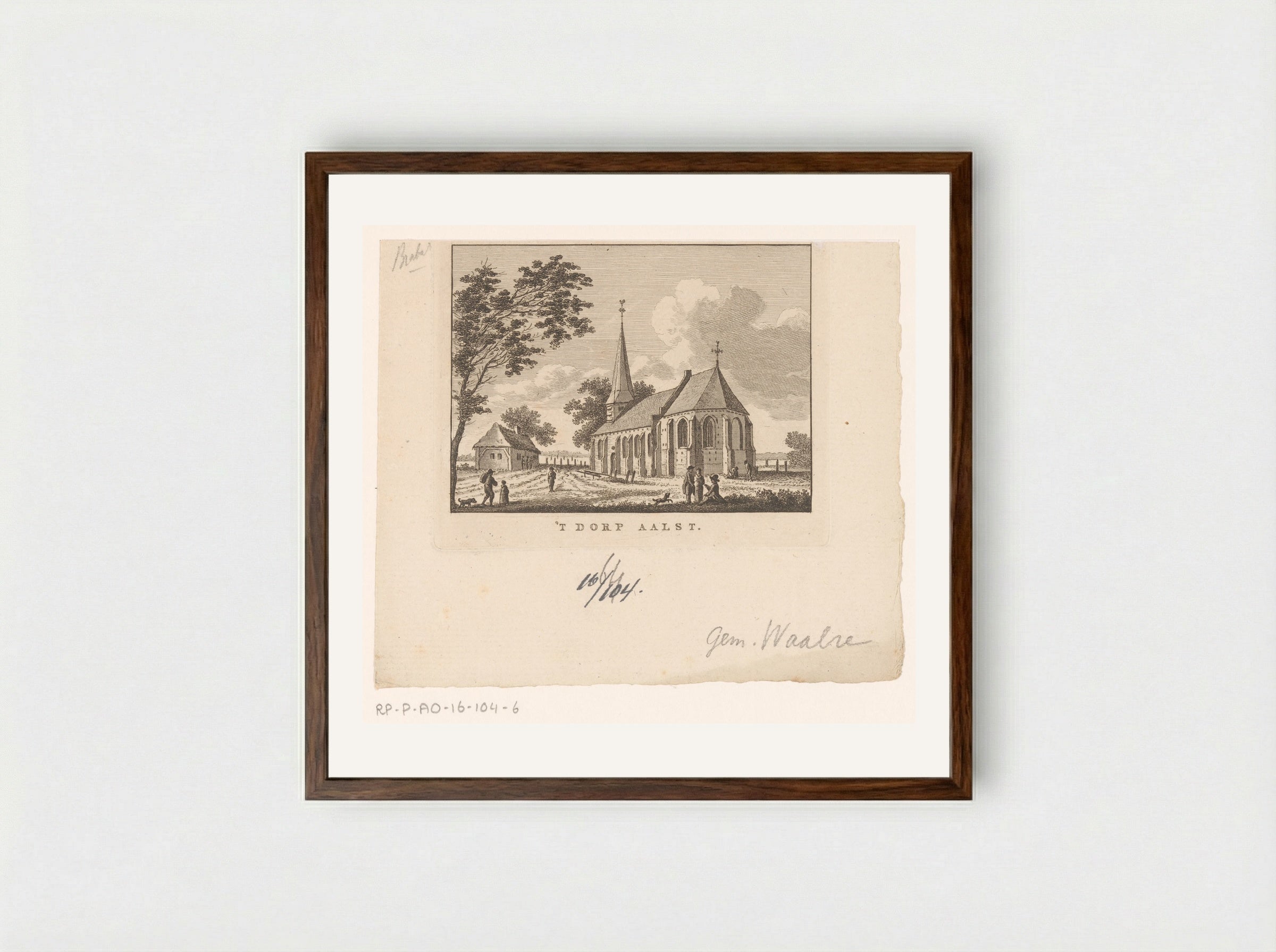 Gezicht op de kerk te Aalst - Carel Frederik Bendorp (I) - Framed Print Dark Wood