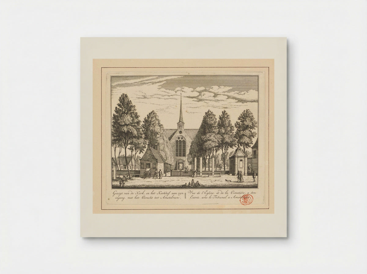 Gezicht op de kerk te Amstelveen - Abraham Rademaker - Poster