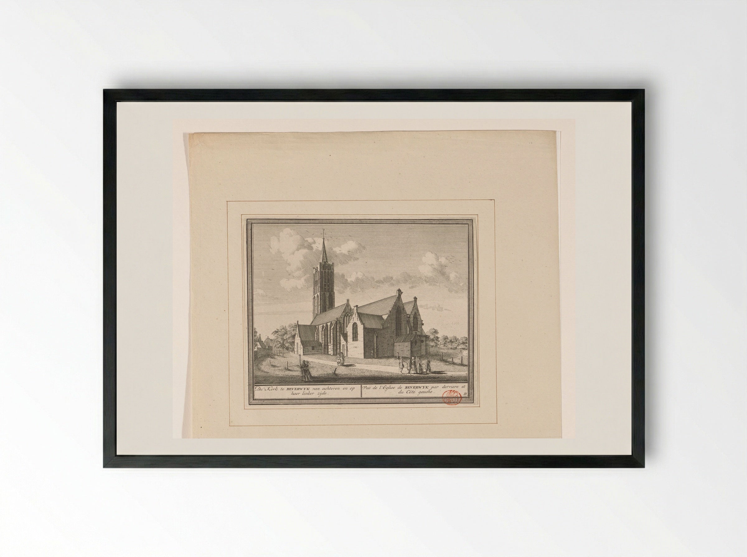 Gezicht op de kerk te Beverwijk - Hendrik de Leth - Framed Print Black