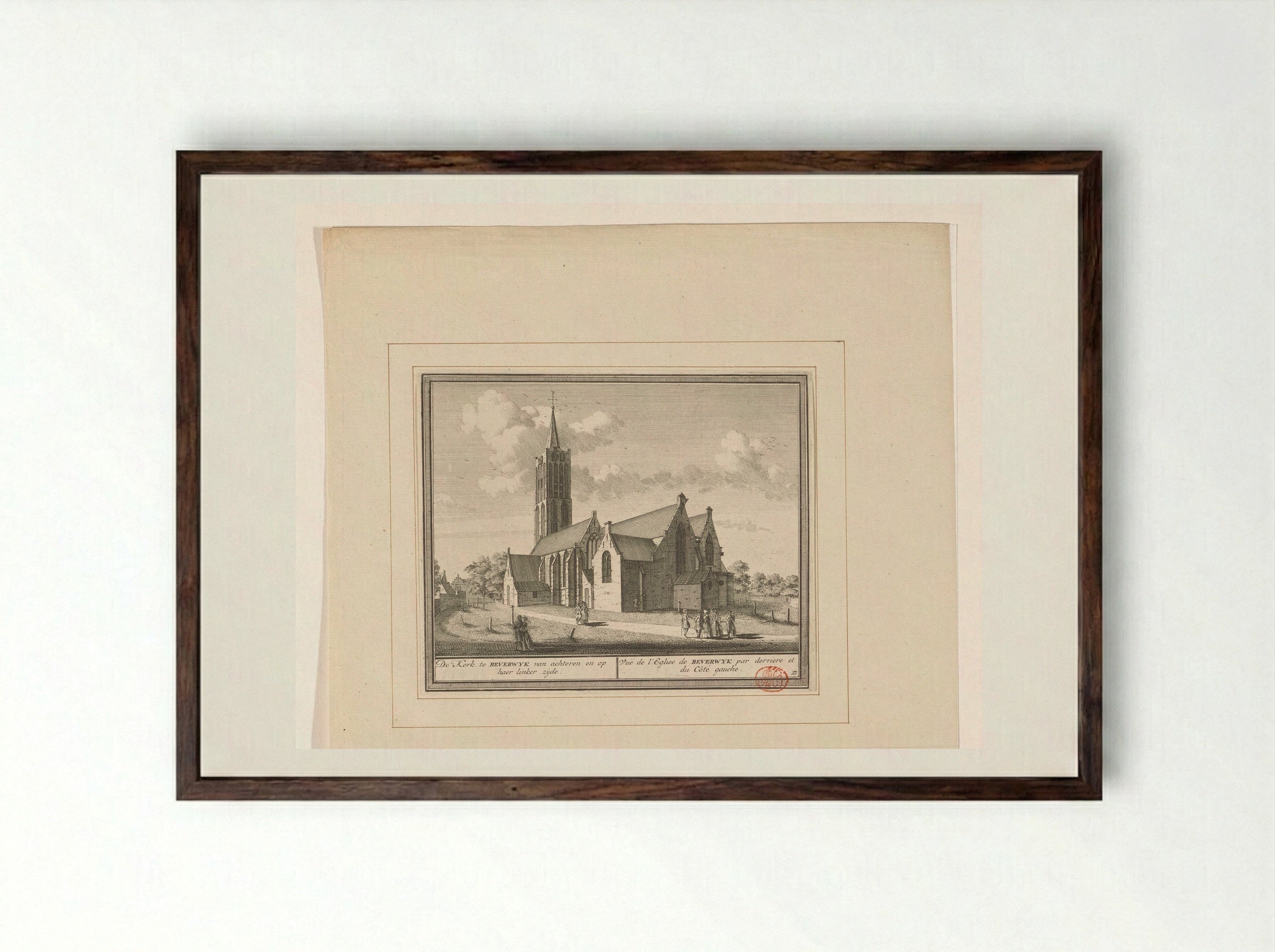 Gezicht op de kerk te Beverwijk - Hendrik de Leth - Framed Print Dark Wood