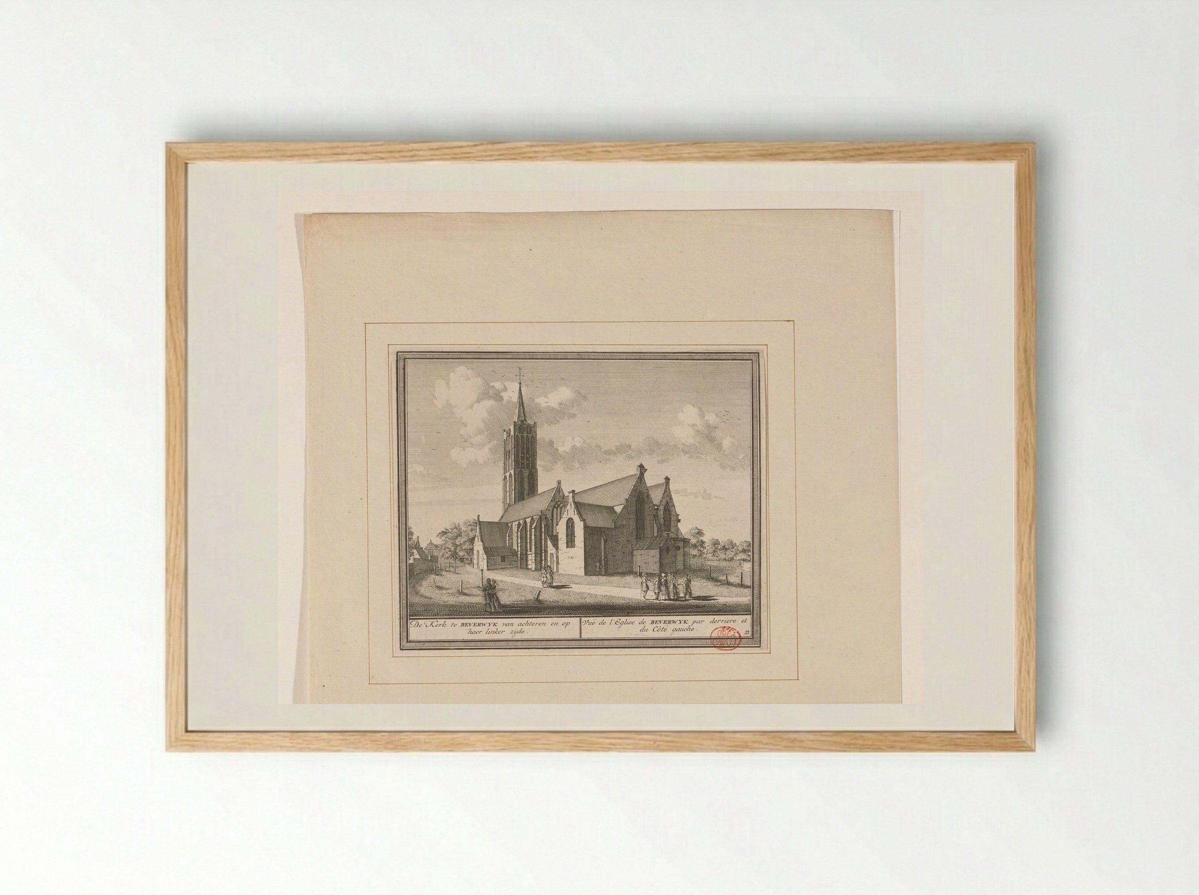 Gezicht op de kerk te Beverwijk - Hendrik de Leth - Framed Print Wood