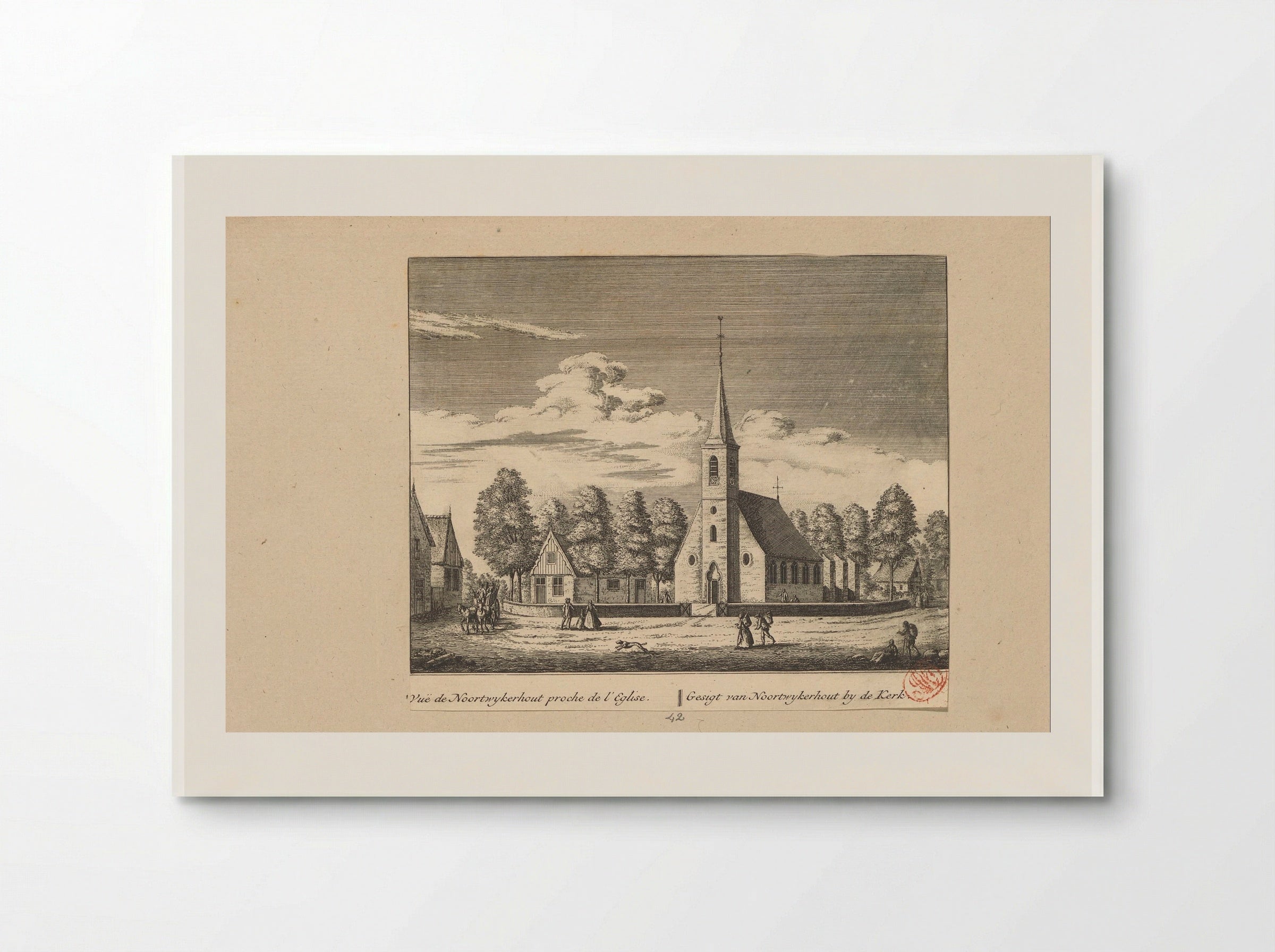 Gezicht op de kerk te Noordwijkerhout - Abraham Rademaker - Poster