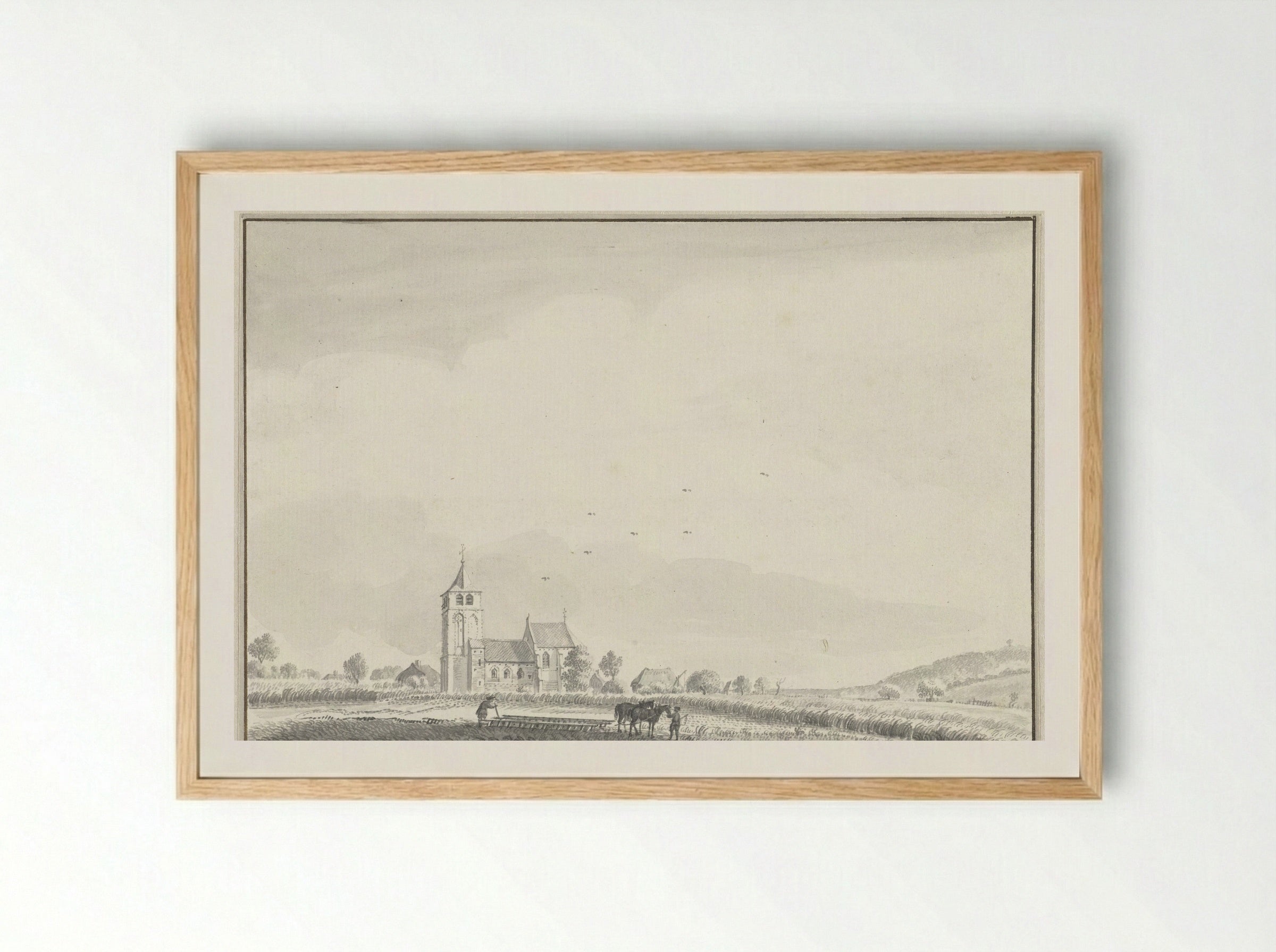 Gezicht op de kerk van Beek, bij Nijmegen - Jan de Beijer - Framed Print Wood