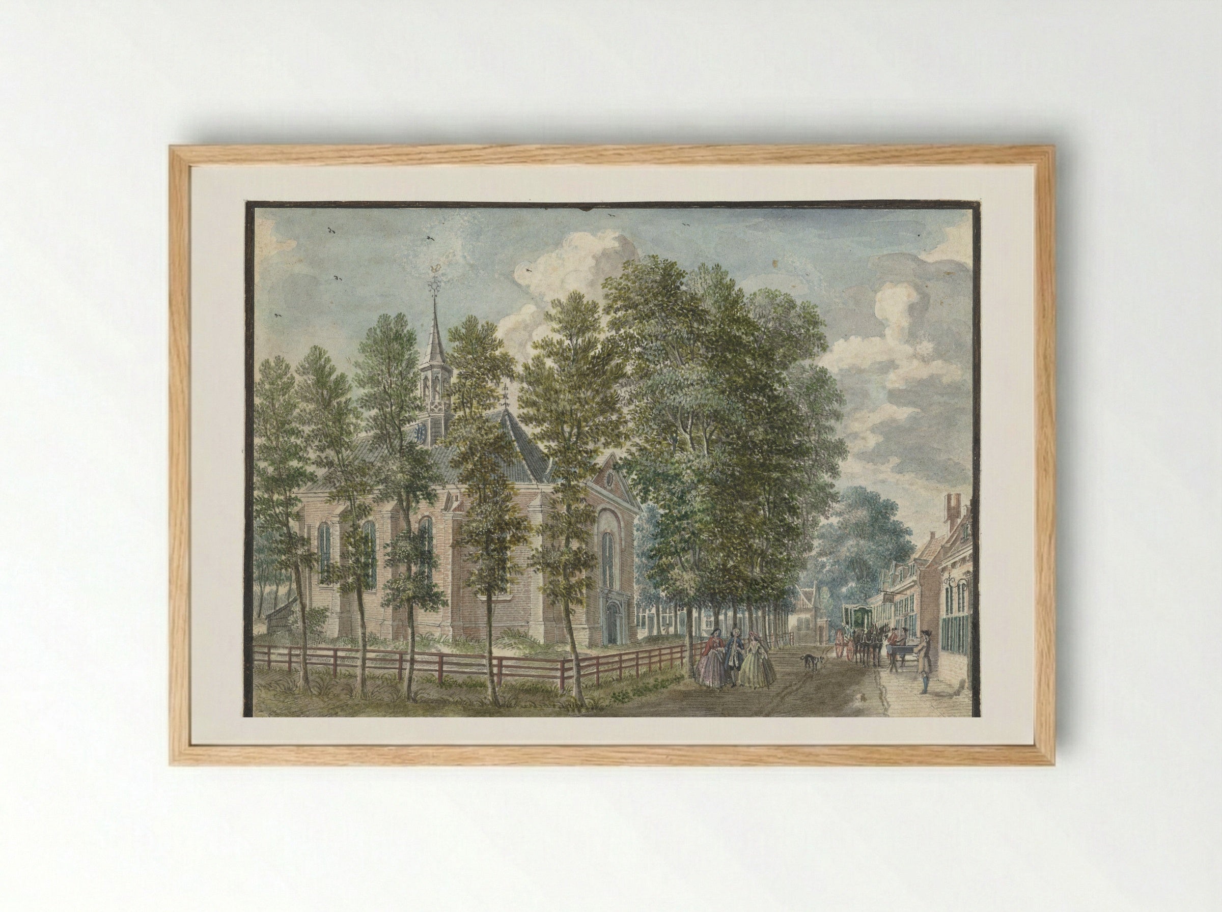 Gezicht op de kerk van Bloemendaal - Jan de Beijer - Framed Print Wood