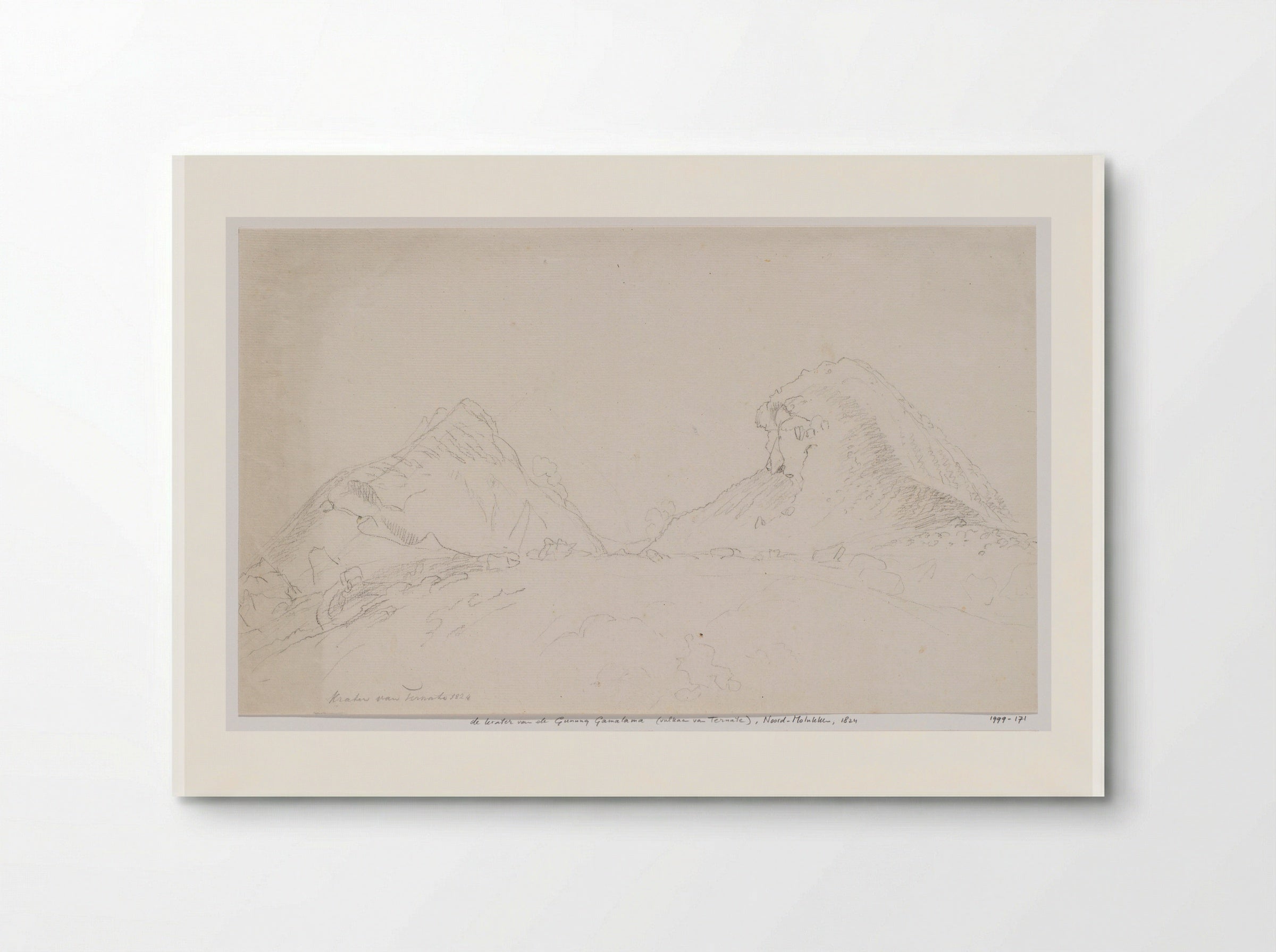 Gezicht op de krater van de Gunung Gamalama, Noord-Molukken - Adrianus Johannes Bik - Poster
