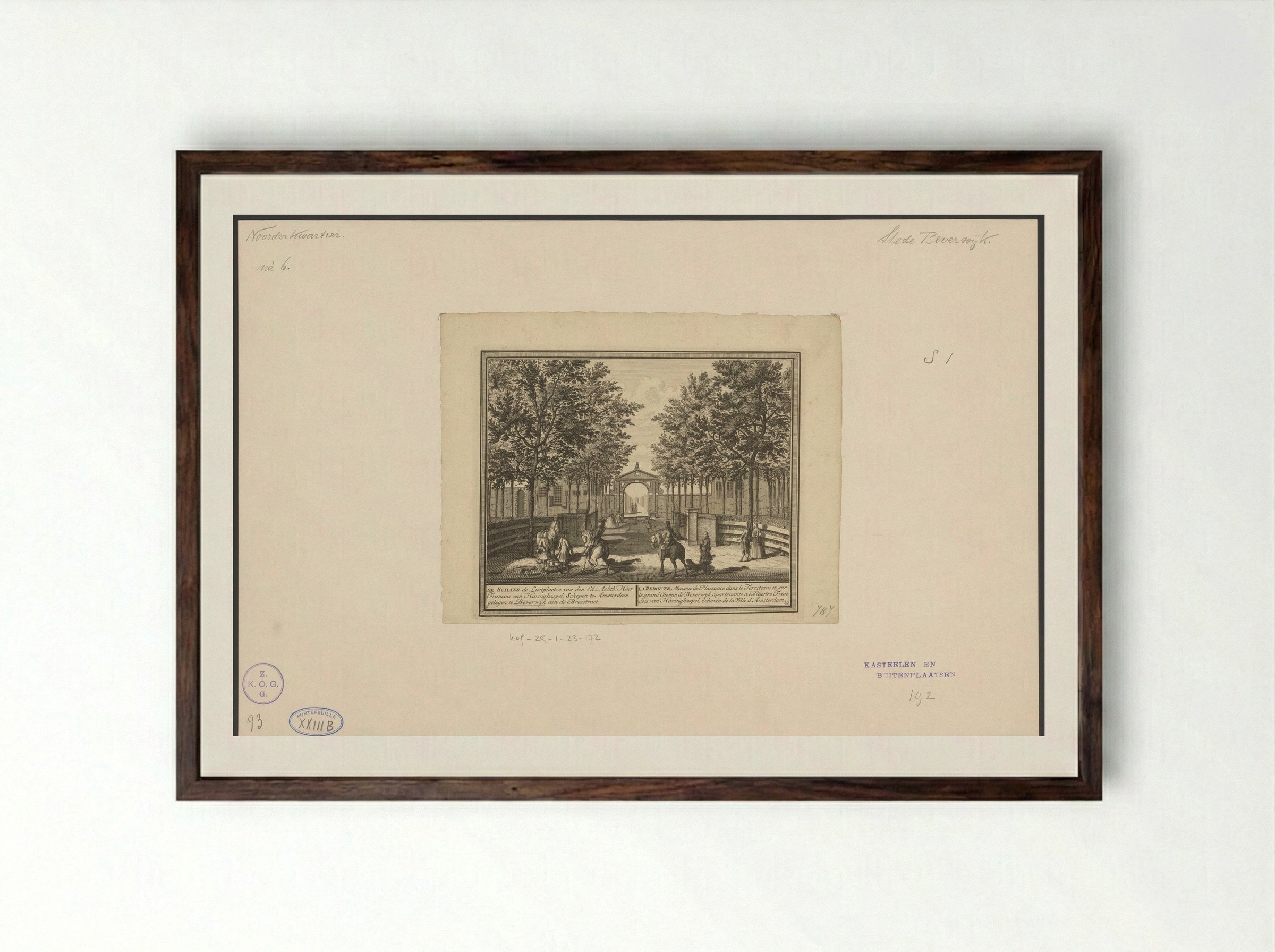 Gezicht op de lustplaats De Schans te Beverwijk - Hendrik de Leth - Framed Print Dark Wood