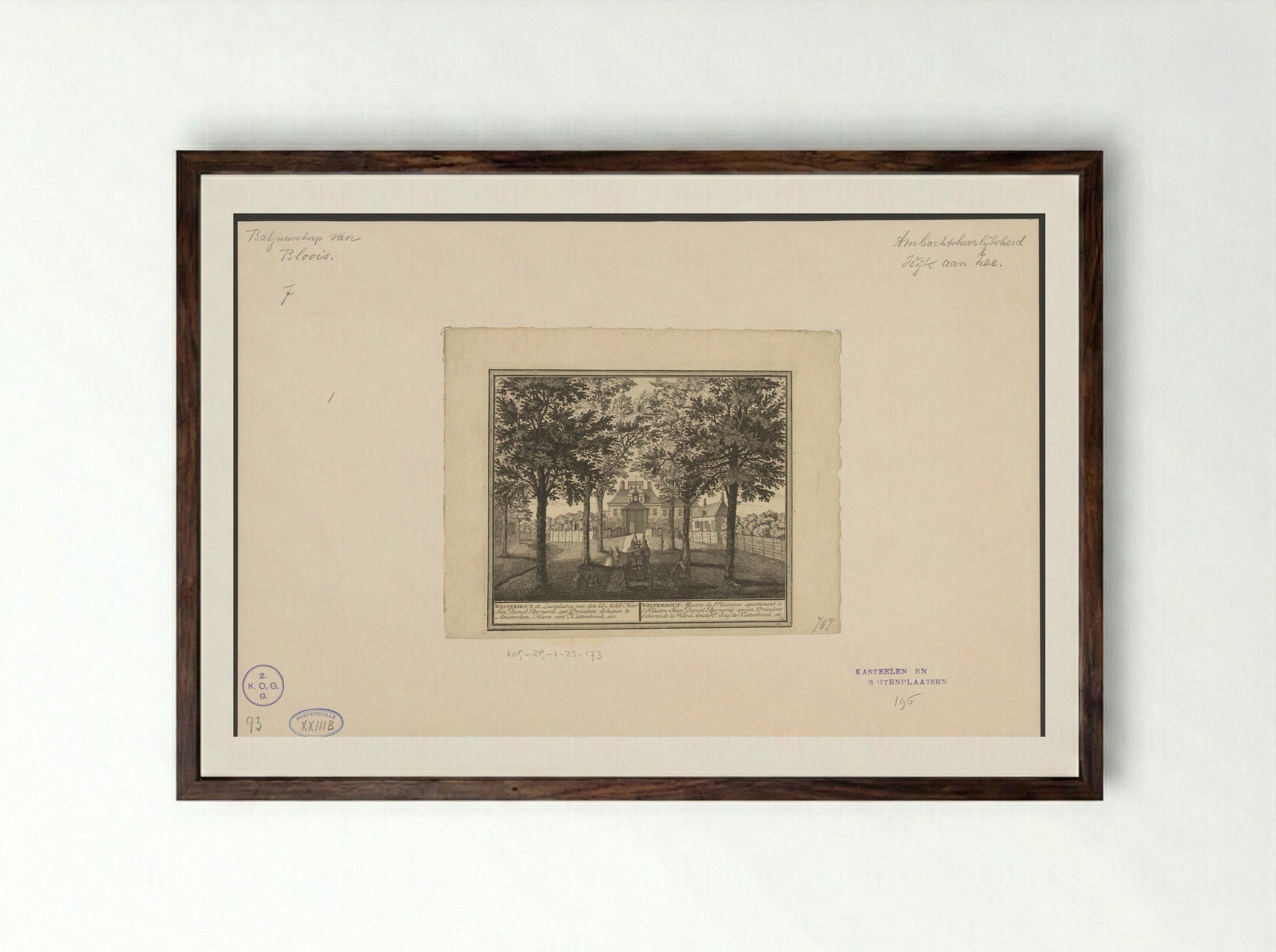 Gezicht op de lustplaats Westerhout te Beverwijk - Hendrik de Leth - Framed Print Dark Wood