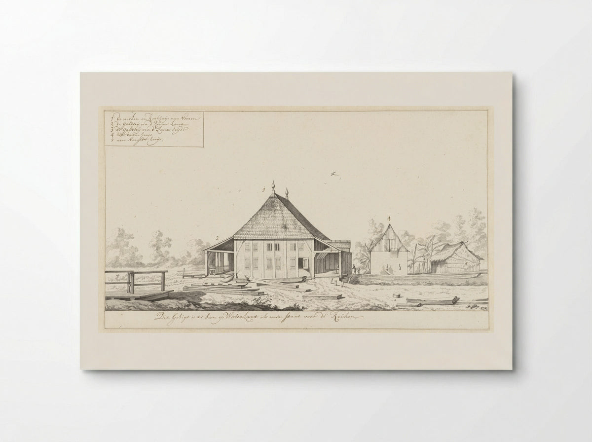 Gezicht op de molen en het kookhuis van suikerplantage Waterland - Dirk Valkenburg - Poster