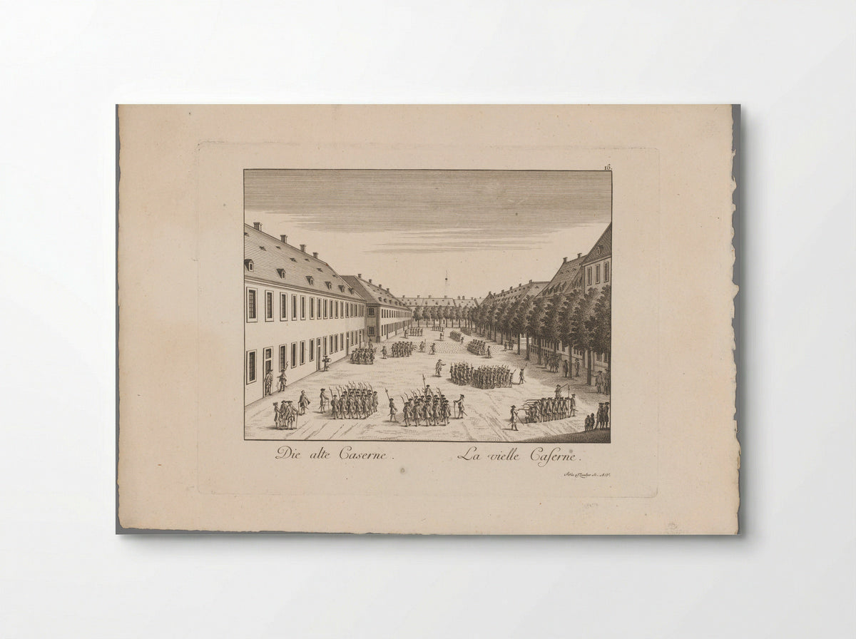 Gezicht op de oude kazerne, te Mannheim - Christian Friedrich Schwan - Poster