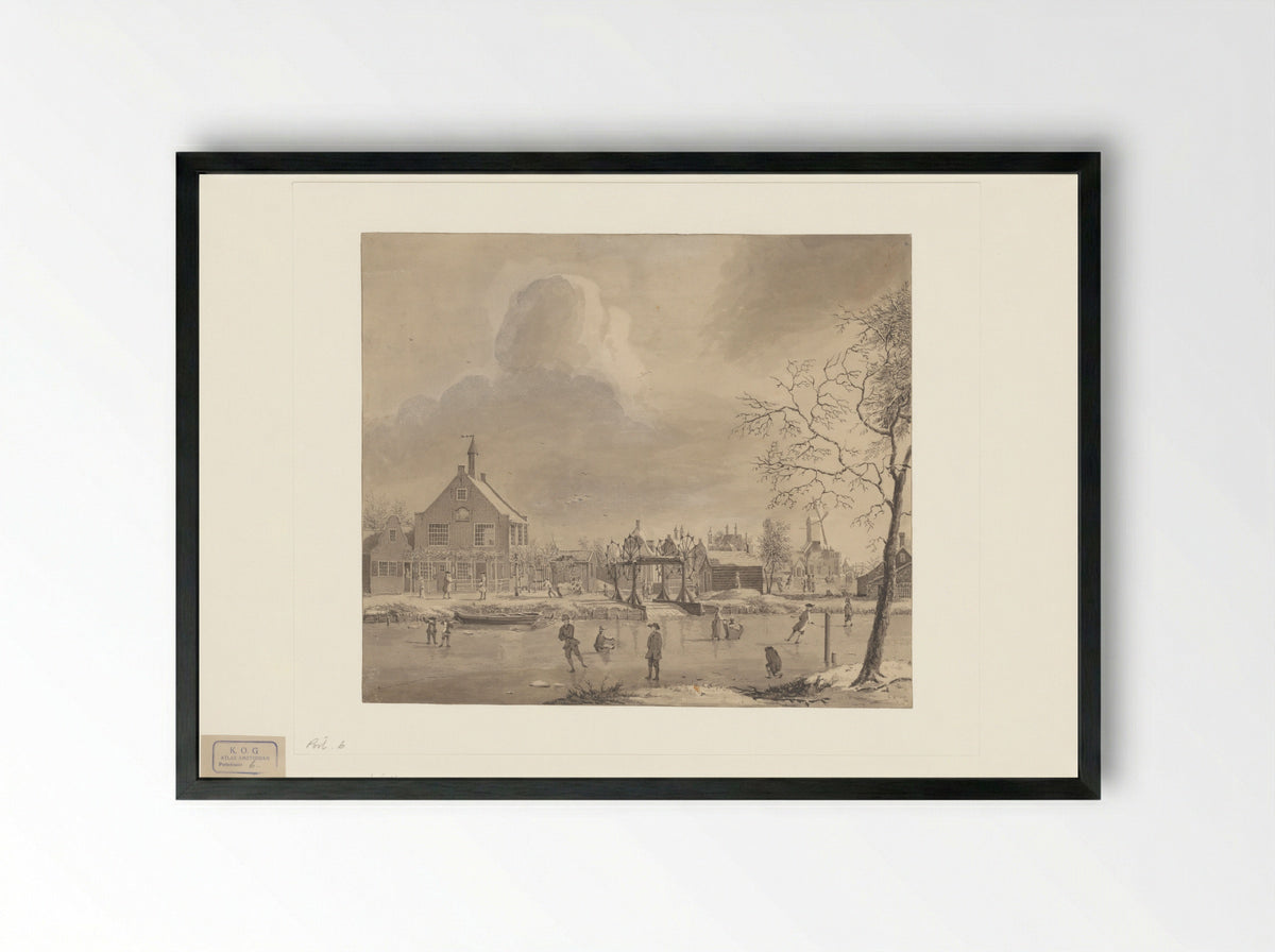 Gezicht op de overhaal bij de Boerenwetering - Nicolaes Aartman - Framed Print Black