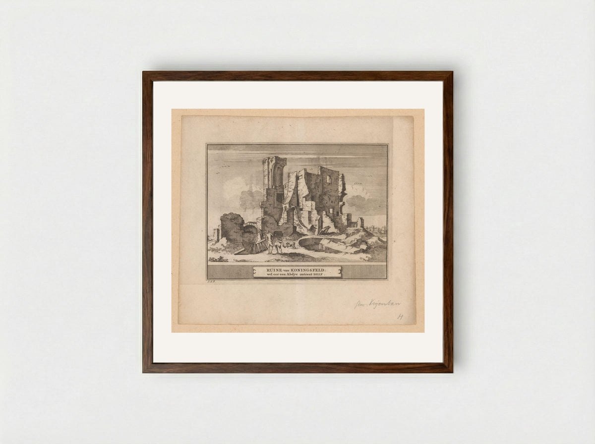 Gezicht op de ruïne van de Abdij Koningsfeld bij Delft - Pieter de Coup - Framed Print Dark Wood
