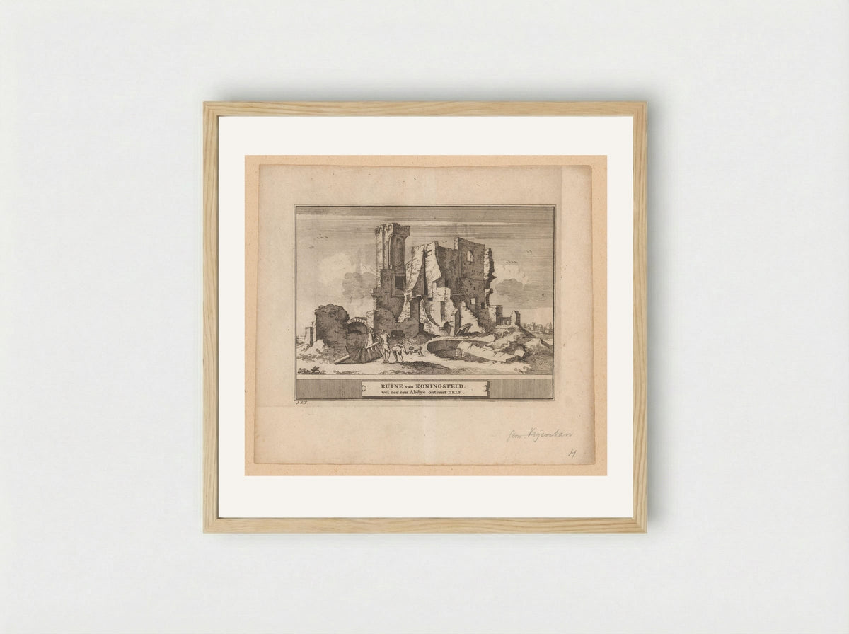Gezicht op de ruïne van de Abdij Koningsfeld bij Delft - Pieter de Coup - Framed Print Wood