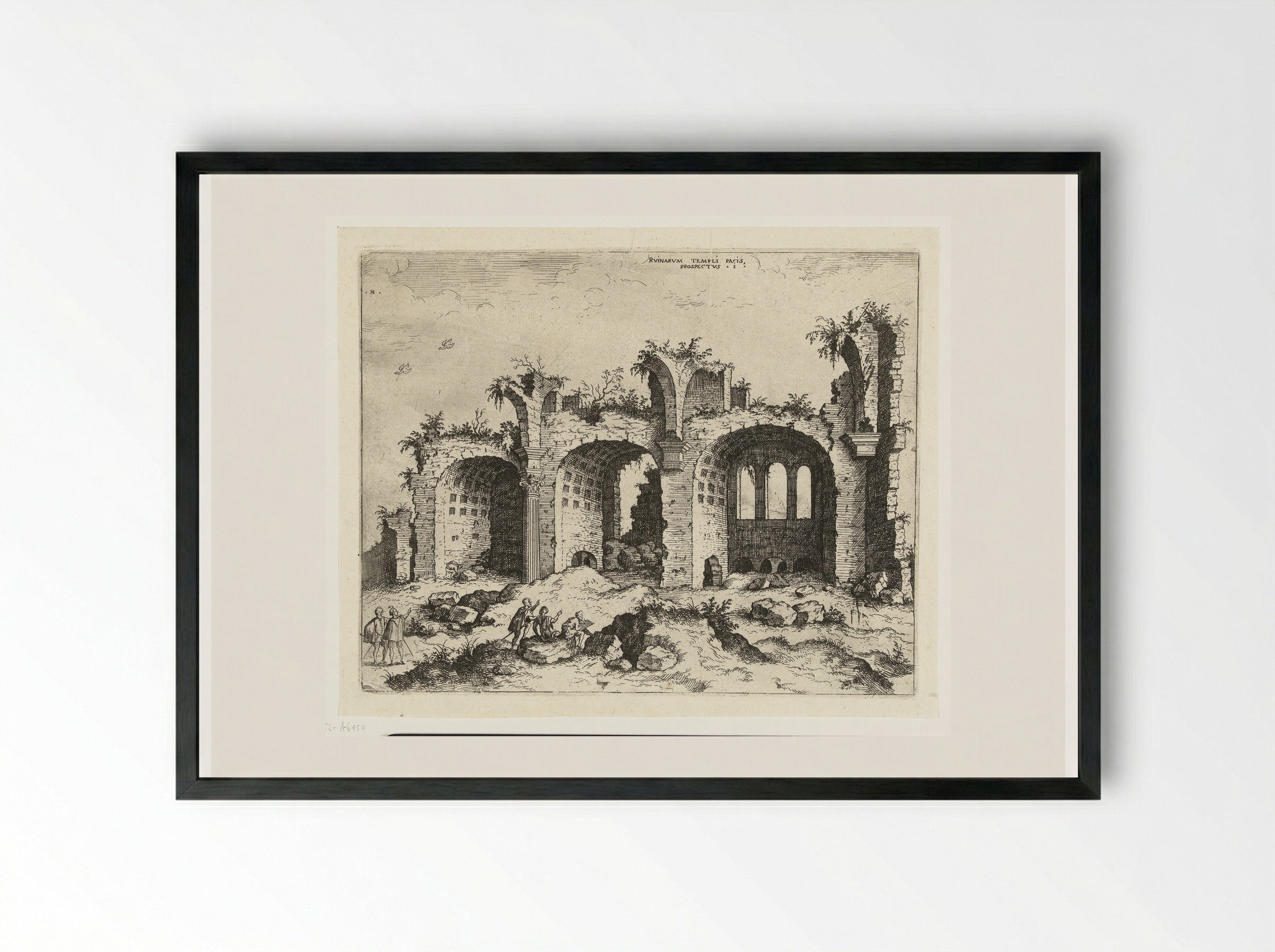 Gezicht op de ruïne van de basiliek van Constantijn - Hieronymus Cock - Framed Print Black