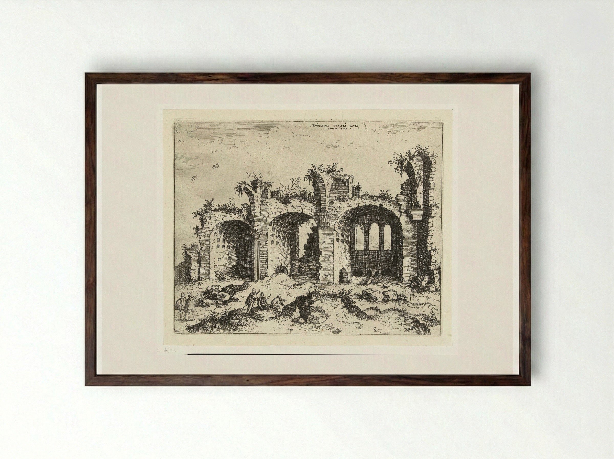 Gezicht op de ruïne van de basiliek van Constantijn - Hieronymus Cock - Framed Print Dark Wood