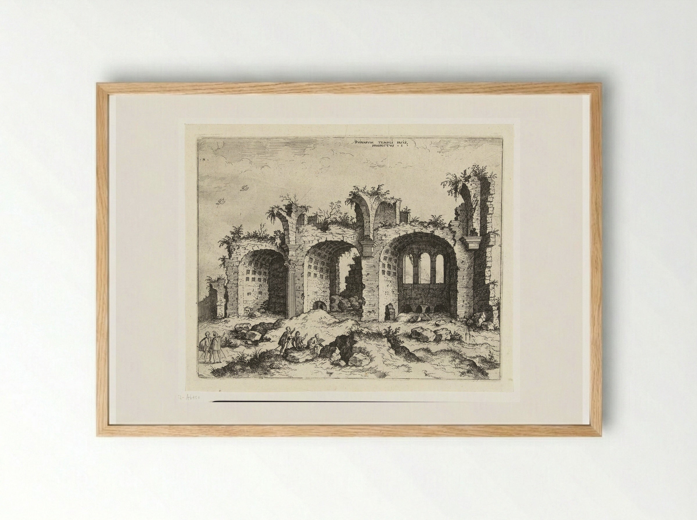 Gezicht op de ruïne van de basiliek van Constantijn - Hieronymus Cock - Framed Print Wood