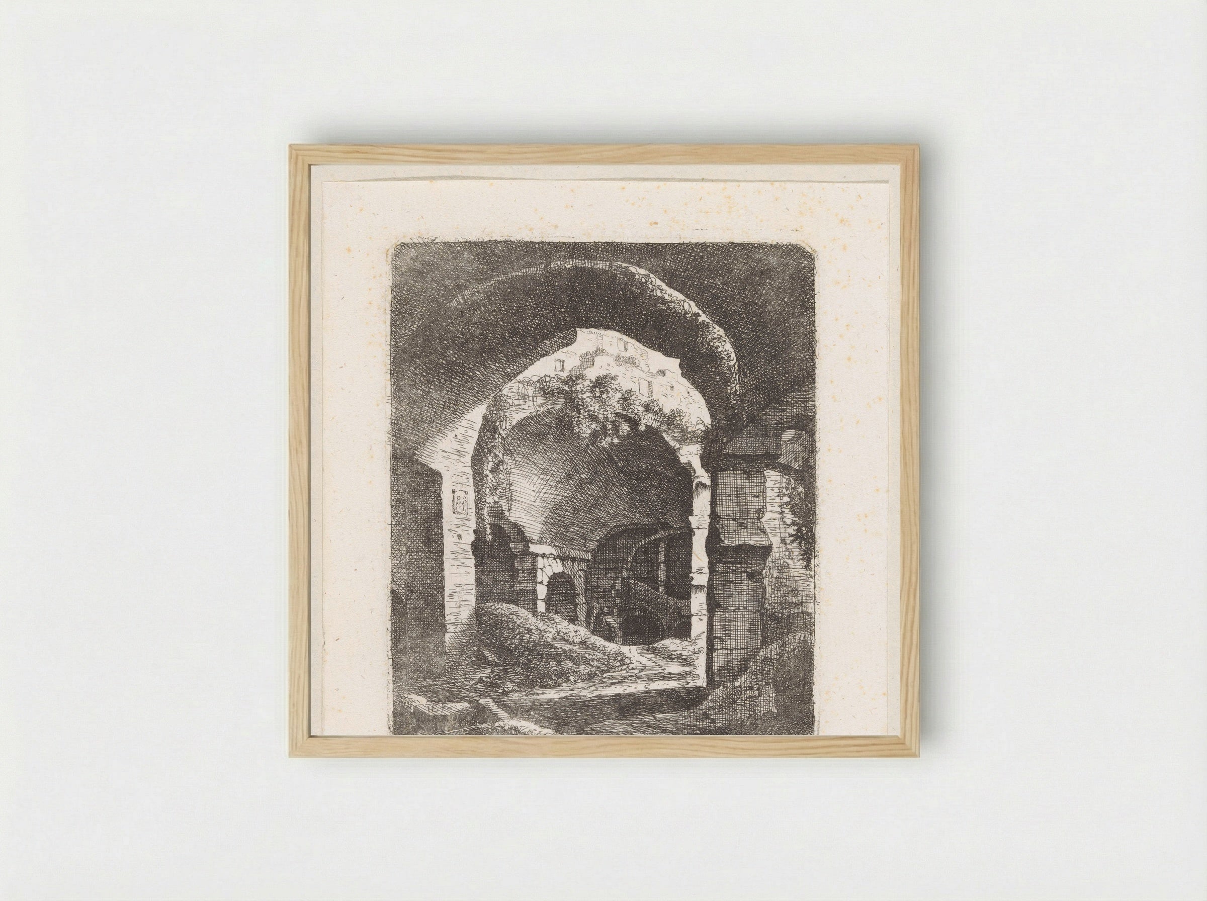 Gezicht op de ruïnes van het Colosseum - Johann Franz Ermels - Framed Print Wood