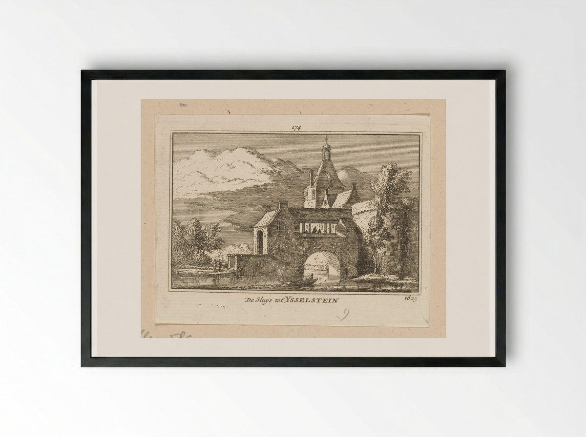 Gezicht op de sluis bij de IJsselpoort te IJsselstein - Abraham Rademaker - Framed Print Black
